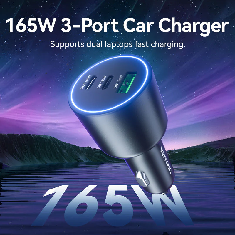 Buy VENTION 165W Max 3-Port Car Charger (100W +65W +30W) PD 3.0 Fast Charging for MacBook Pro/iPad/iPhone 16/15 Online in Pakistan - UGREEN PK