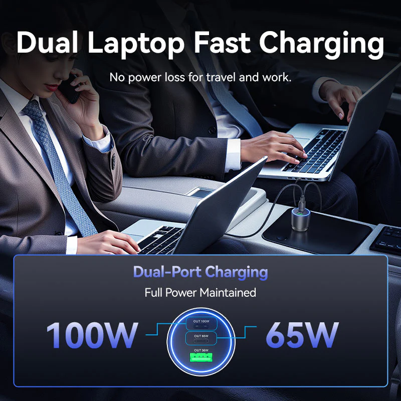 Buy VENTION 165W Max 3-Port Car Charger (100W +65W +30W) PD 3.0 Fast Charging for MacBook Pro/iPad/iPhone 16/15 Online in Pakistan - UGREEN PK
