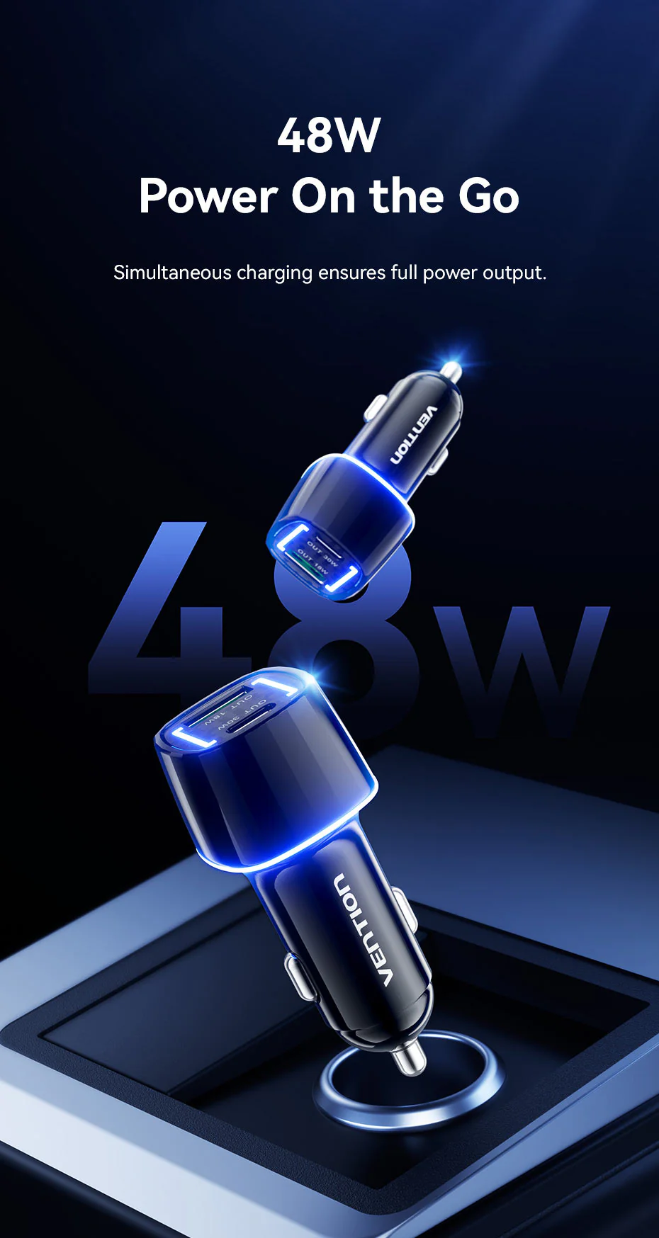VENTION FFRB0 Car Charger 48W PD Fast Charging & QC3.0 Dual Port 6-Layer Safety Protection Buy VENTION FFRB0 Car Charger 48W PD Fast Charging & QC3.0 Dual Port 6-Layer Safety Protection Online in Pakistan - UGREEN PK