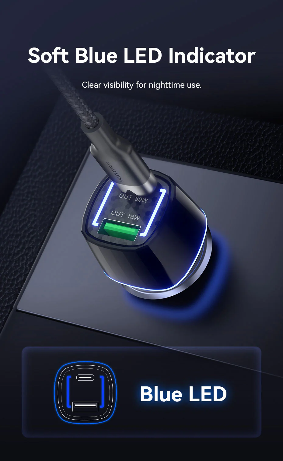 VENTION FFRB0 Car Charger 48W PD Fast Charging & QC3.0 Dual Port 6-Layer Safety Protection Buy VENTION FFRB0 Car Charger 48W PD Fast Charging & QC3.0 Dual Port 6-Layer Safety Protection Online in Pakistan - UGREEN PK