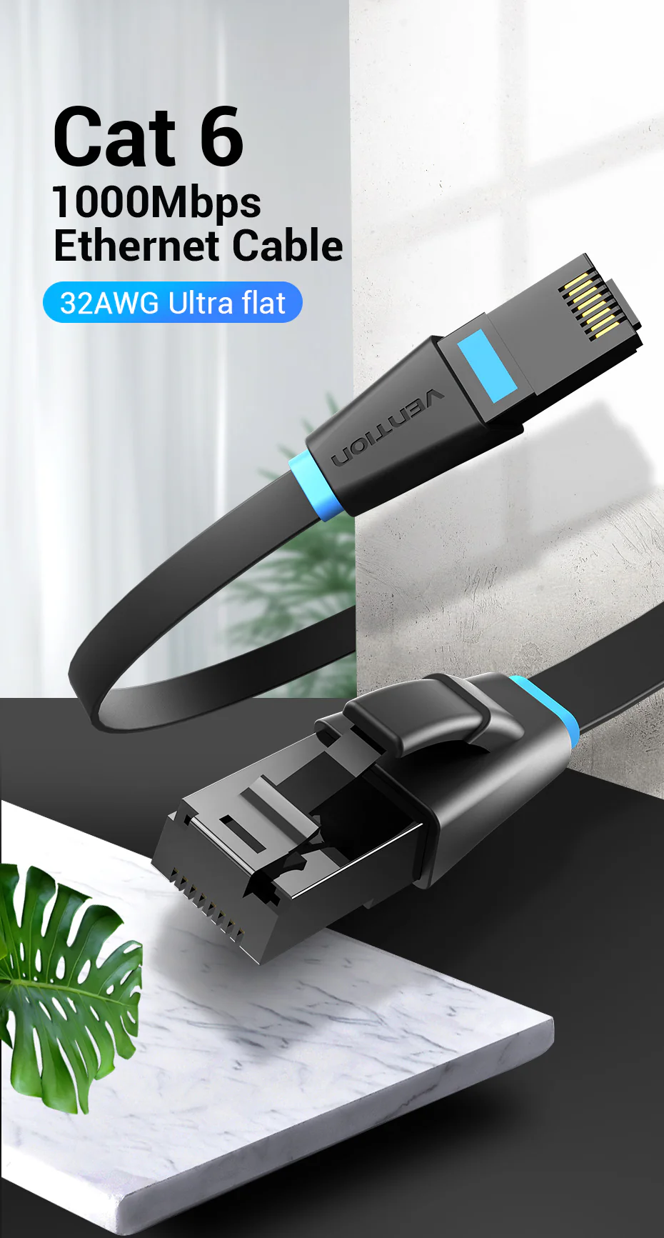 VENTION Flat UTP Cat6 Ethernet Cable (1.6mm Ultra Thin) Gigabit Speed with Gold-Plated RJ45 Connectors Buy VENTION Flat UTP Cat6 Ethernet Cable (1.6mm Ultra Thin) Gigabit Speed with Gold-Plated RJ45 Connectors Online in Pakistan - UGREEN PK