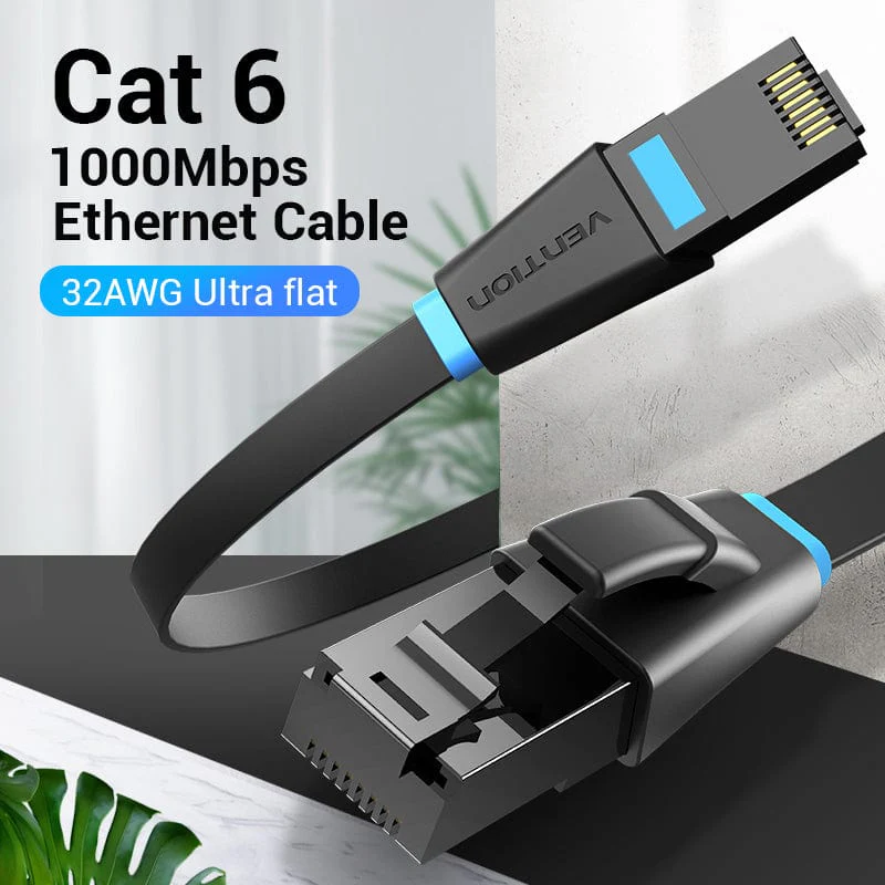 Buy VENTION Flat UTP Cat6 Ethernet Cable (1.6mm Ultra Thin) Gigabit Speed with Gold-Plated RJ45 Connectors Online in Pakistan - UGREEN PK