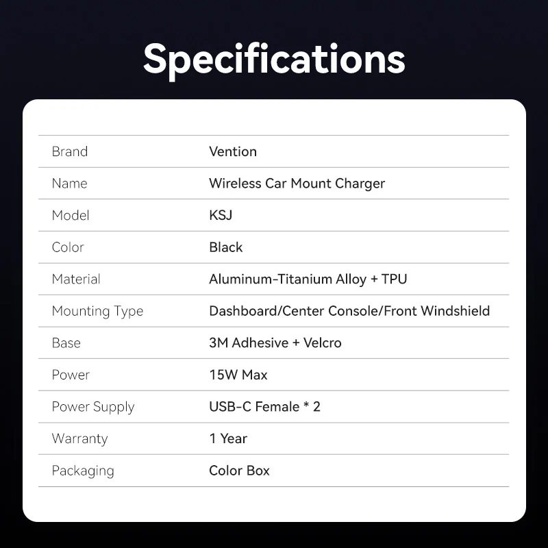 Buy VENTION Wireless 15W Max Car Mount Charger Magnetic Phone Holder Online in Pakistan - UGREEN PK