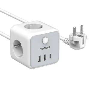 TESSAN TS-301-C 6-in-1 Power Strip with 3 AC Outlets