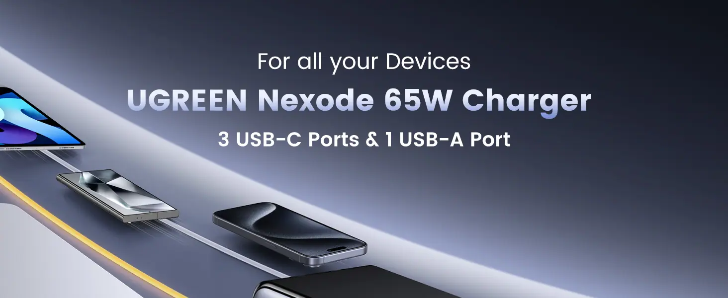 UGREEN 35963 Nexode 65W GaN Charger 4-Port USB C Fast Charger (2×USB-C + 2×USB-A) Foldable Plug Buy UGREEN 35963 Nexode 65W GaN Charger 4-Port USB C Fast Charger (2×USB-C + 2×USB-A) Foldable Plug Online in Pakistan - UGREEN PK