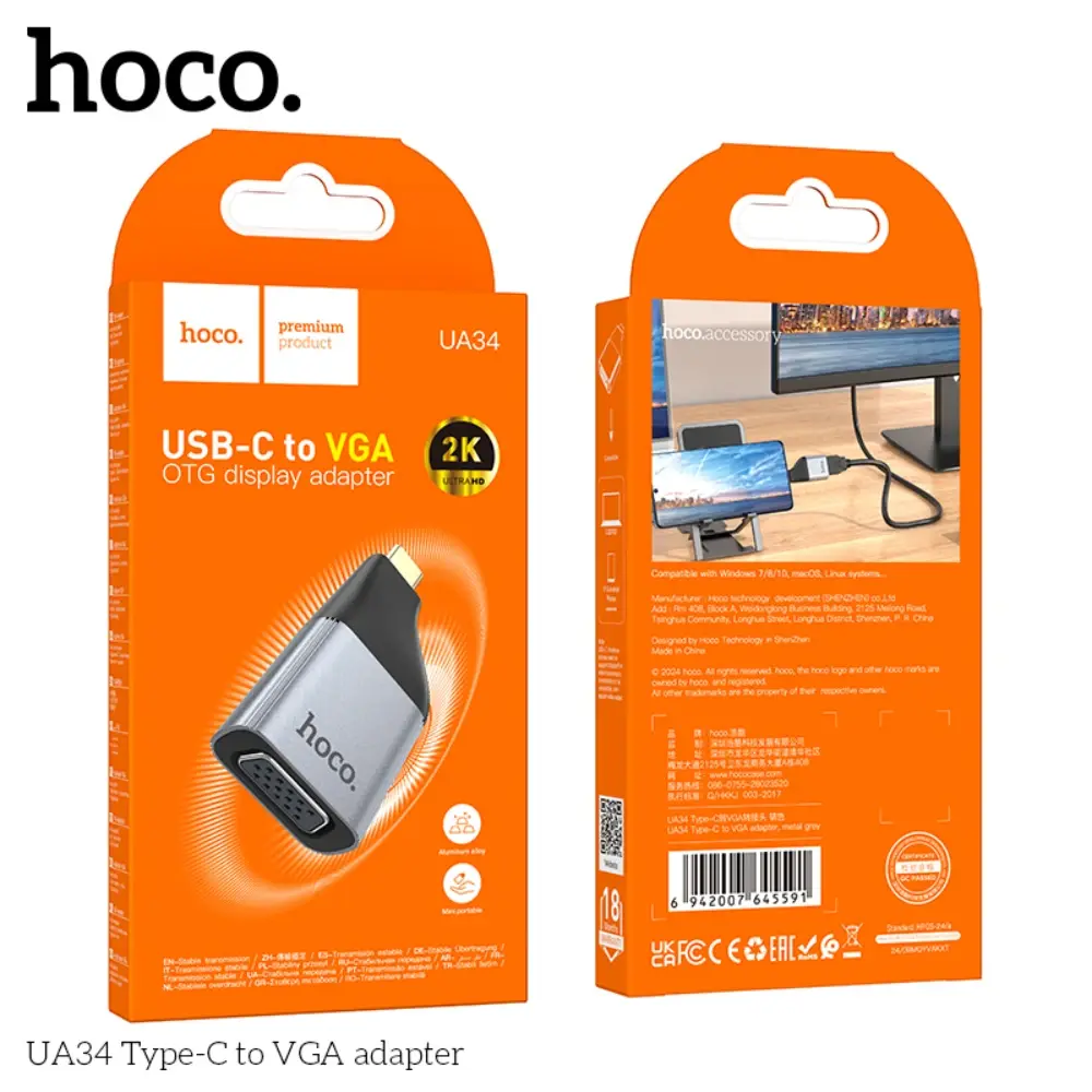 Buy HOCO UA34 USB-C to VGA Adapter 2K Display Converter for Laptops, Tablets & Phones Online in Pakistan - UGREEN PK