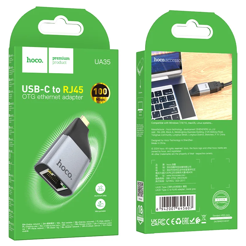 Buy HOCO UA35 USB-C to Ethernet Adapter RJ45 LAN Converter for Laptops & Tablets Online in Pakistan - UGREEN PK