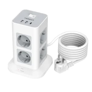 TESSAN 11-in-1 Power Strip Tower with 8 AC Outlets