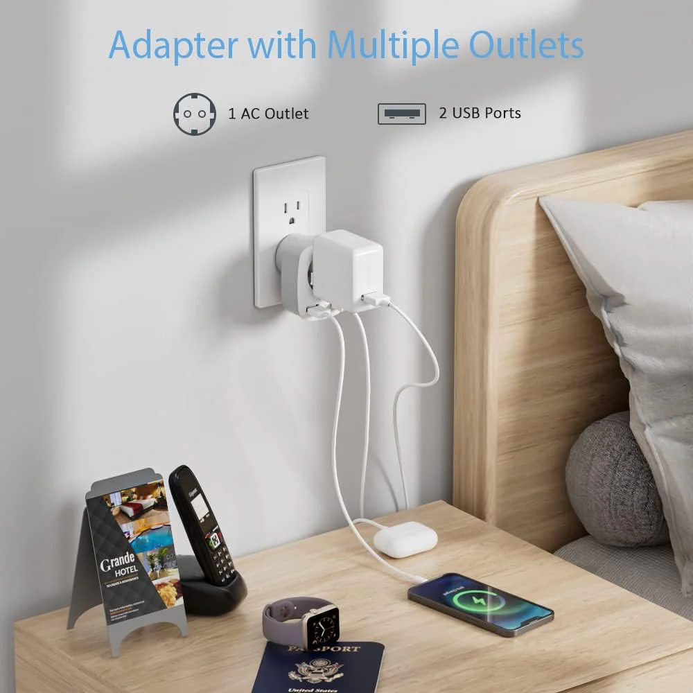 Buy TESSAN TS-611-DE Europe to US Plug Adapter with 2 USB Ports & 1 AC Outlet Online in Pakistan - UGREEN PK