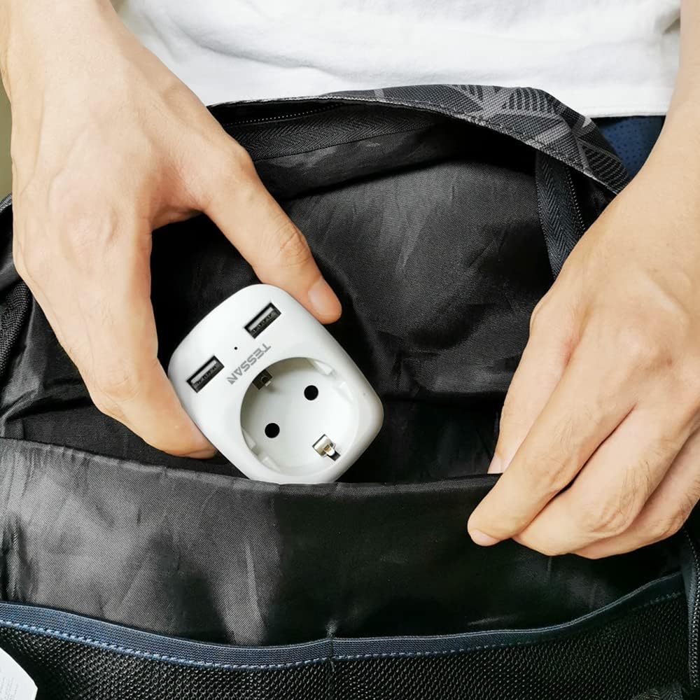 Buy TESSAN TS-611-DE Europe to US Plug Adapter with 2 USB Ports & 1 AC Outlet Online in Pakistan - UGREEN PK