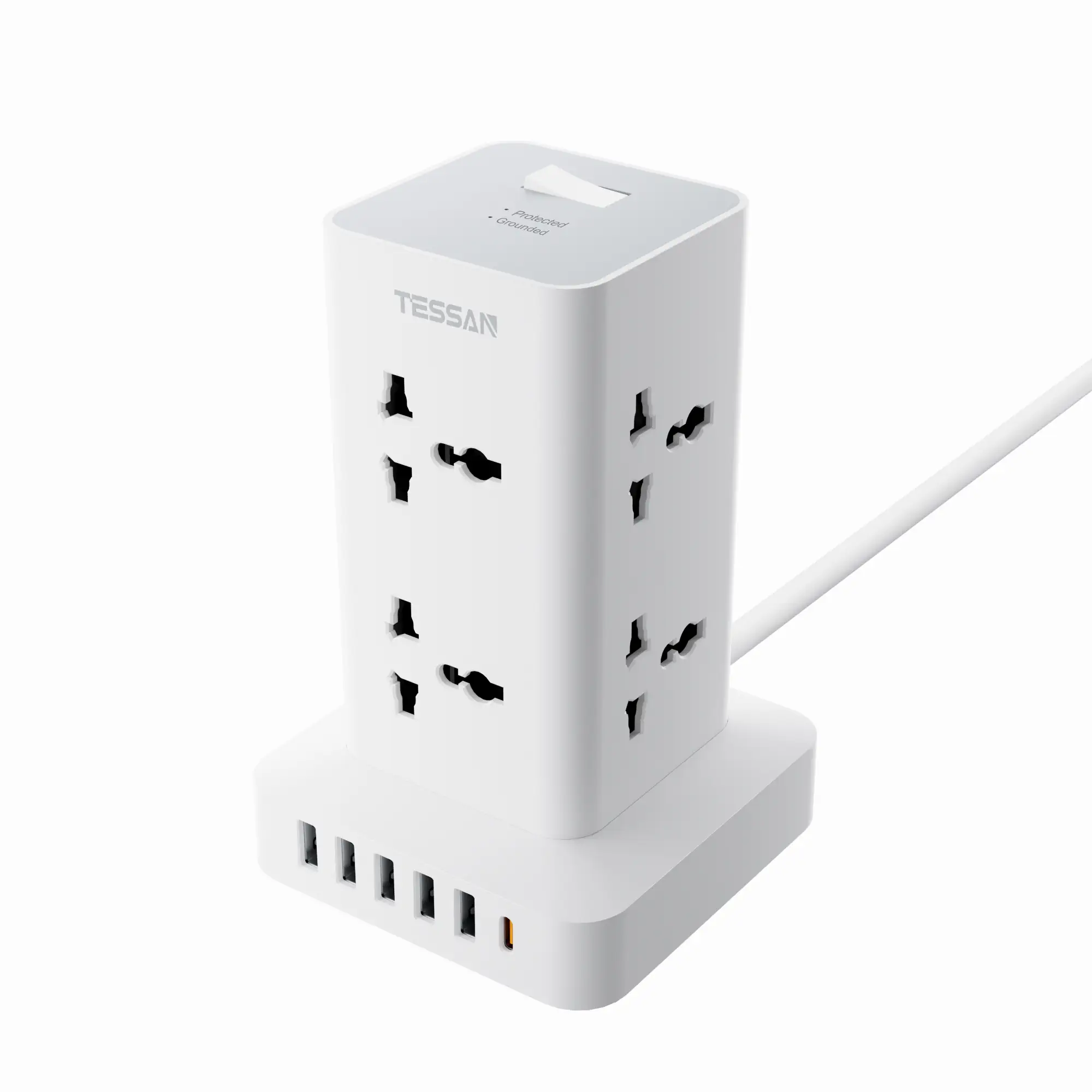 TESSAN TS-TPS01AL30 14-in-1 Universal Power Strip Tower