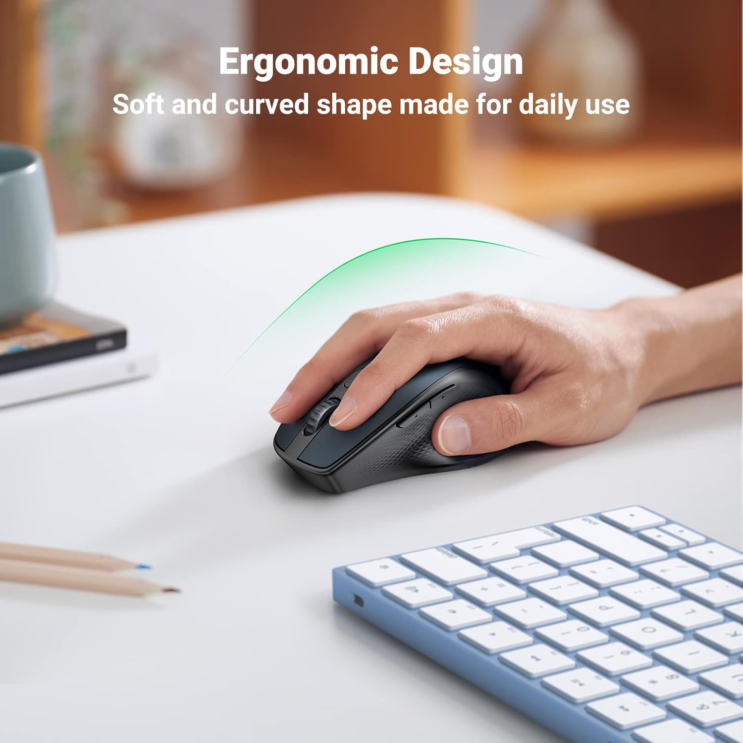 Buy UGREEN 15807 Wireless Bluetooth 5.0 Mouse (Blue) Ergonomic 2.4G Cordless With USB Receiver Online in Pakistan - UGREEN PK