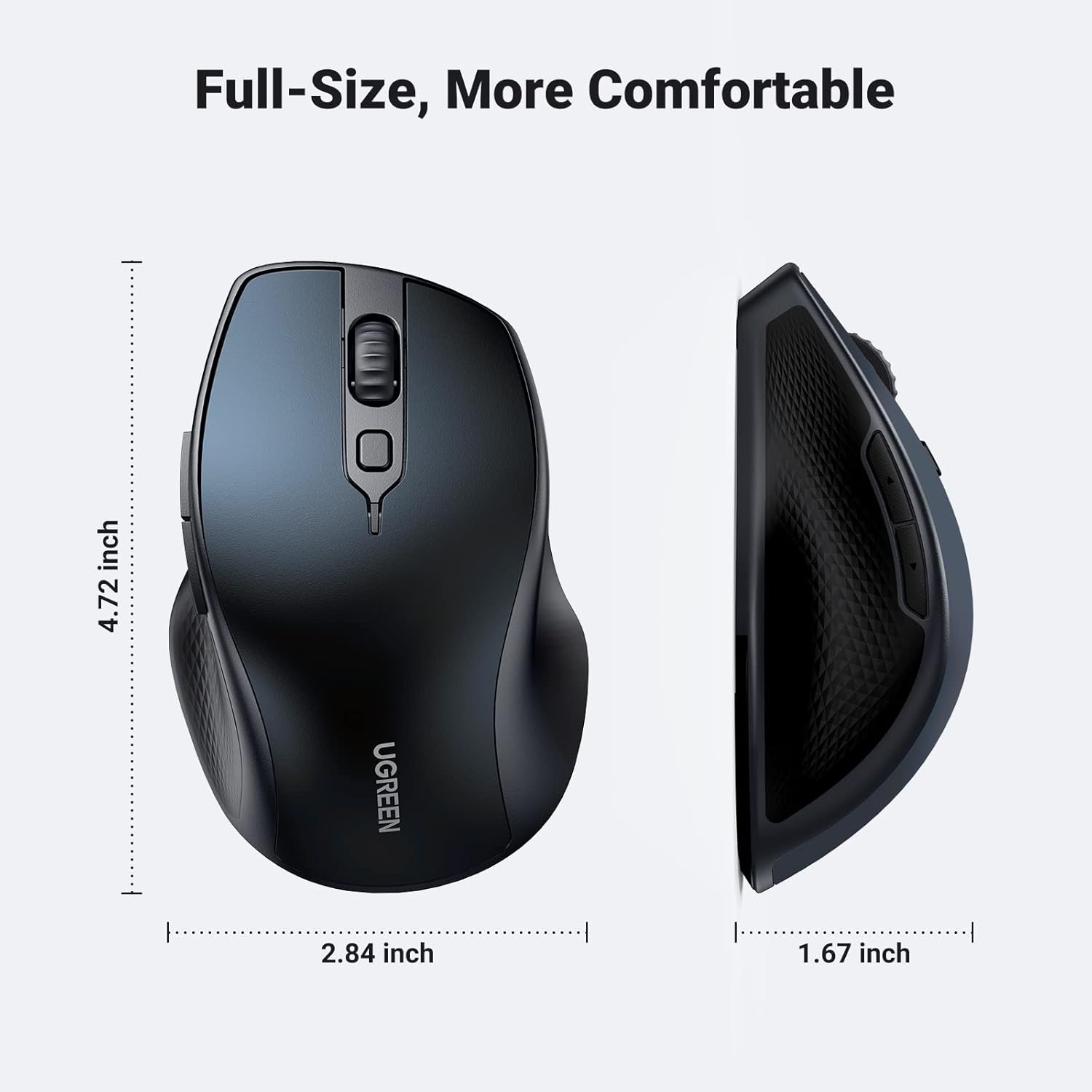 Buy UGREEN 15807 Wireless Bluetooth 5.0 Mouse (Blue) Ergonomic 2.4G Cordless With USB Receiver Online in Pakistan - UGREEN PK