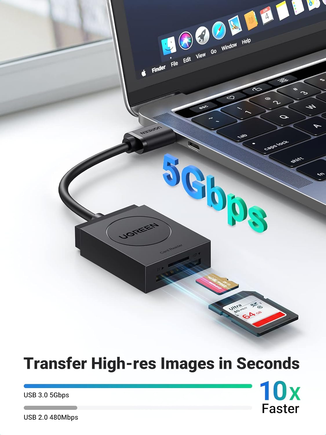 Buy UGREEN 20250 SD Card Reader USB 3.0 Dual Slot Flash Memory Card Reader Online in Pakistan - UGREEN PK