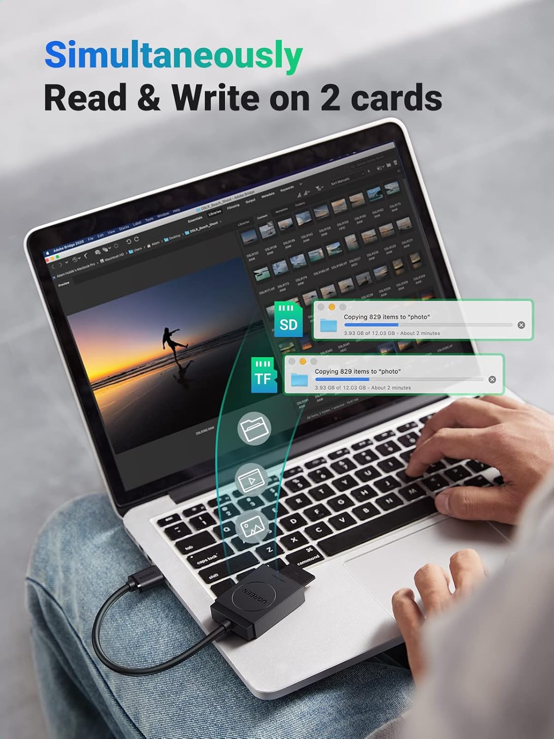 Buy UGREEN 20250 SD Card Reader USB 3.0 Dual Slot Flash Memory Card Reader Online in Pakistan - UGREEN PK
