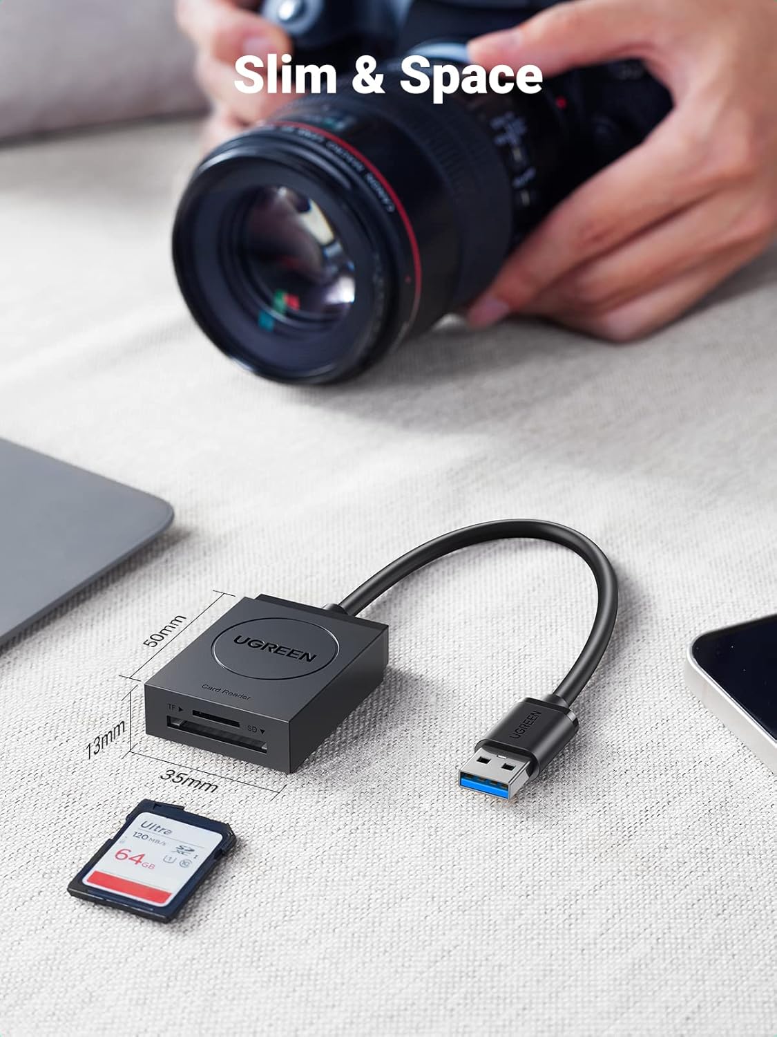 Buy UGREEN 20250 SD Card Reader USB 3.0 Dual Slot Flash Memory Card Reader Online in Pakistan - UGREEN PK