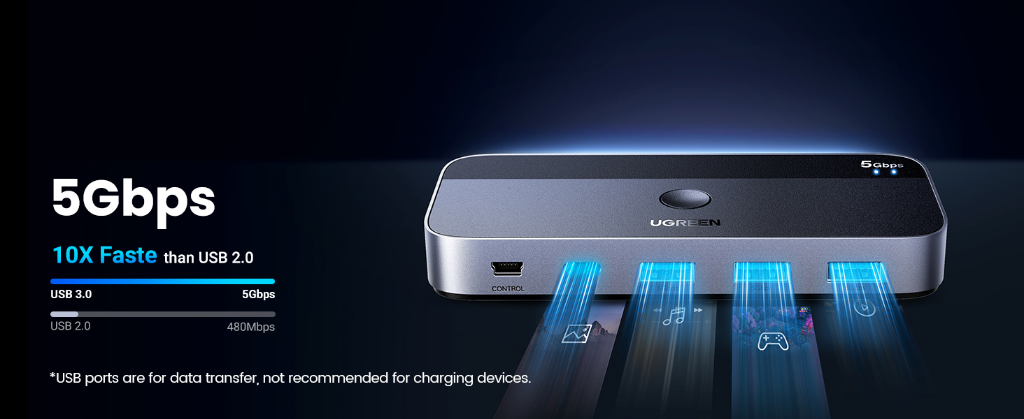 UGREEN 25098 USB-C Switch Selector 2-in-4-Out USB 3.0 Hub for Keyboard, Mouse, Webcam Sharing Between 2 PCs Buy UGREEN 25098 USB-C Switch Selector 2-in-4-Out USB 3.0 Hub for Keyboard, Mouse, Webcam Sharing Between 2 PCs Online in Pakistan - UGREEN PK