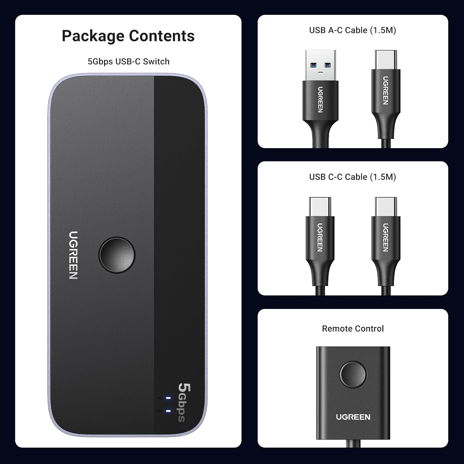 Buy UGREEN 25098 USB-C Switch Selector 2-in-4-Out USB 3.0 Hub for Keyboard, Mouse, Webcam Sharing Between 2 PCs Online in Pakistan - UGREEN PK