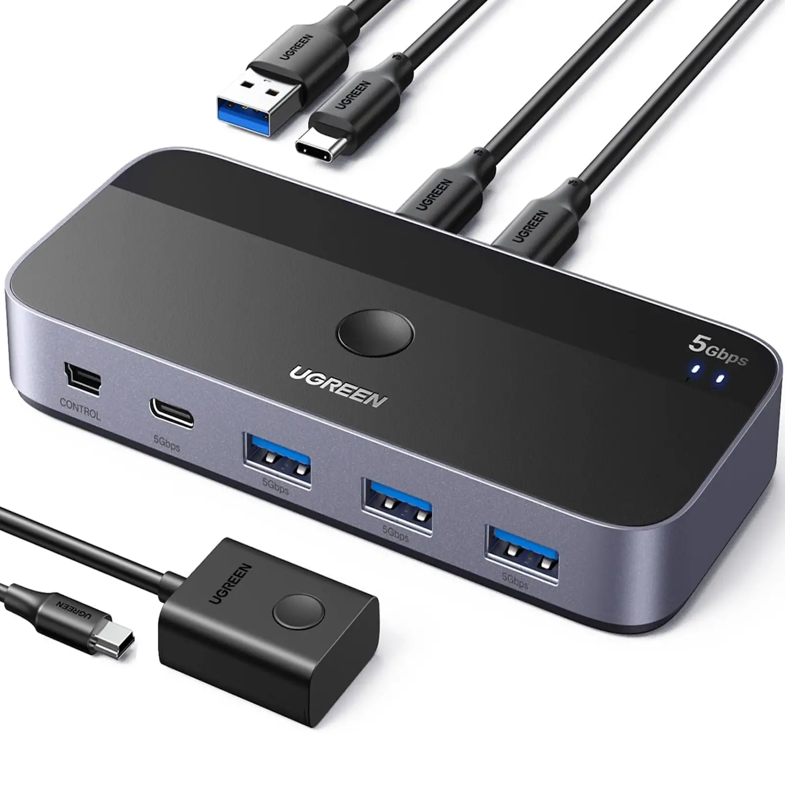 Buy UGREEN 25098 USB-C Switch Selector 2-in-4-Out USB 3.0 Hub for Keyboard, Mouse, Webcam Sharing Between 2 PCs Online in Pakistan - UGREEN PK