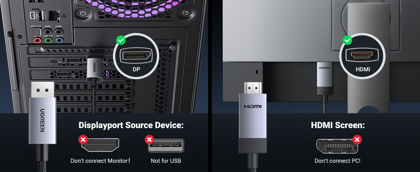 UGREEN 25491 DisplayPort 1.2 to HDMI Cable (3 Meter) 4K@60Hz HDR Buy UGREEN 25491 DisplayPort 1.2 to HDMI Cable (3 Meter) 4K@60Hz HDR Online in Pakistan - UGREEN PK