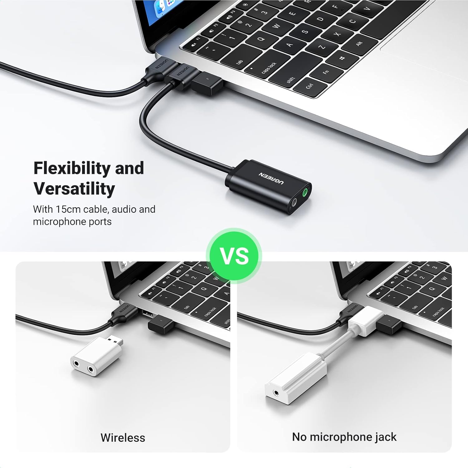 Buy UGREEN 30724 USB to Audio Jack Sound Card Adapter with Dual TRS 3-Pole 3.5mm Headphone and Microphone Online in Pakistan - UGREEN PK