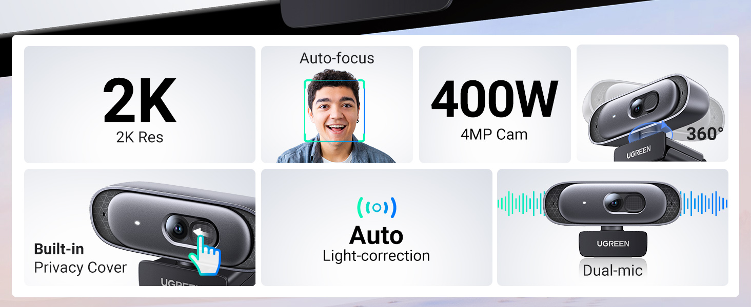 UGREEN 35626 2K Webcam Full HD 1080p/60fps with Autofocus, Dual Mics & Privacy Cover Buy UGREEN 35626 2K Webcam Full HD 1080p/60fps with Autofocus, Dual Mics & Privacy Cover Online in Pakistan - UGREEN PK