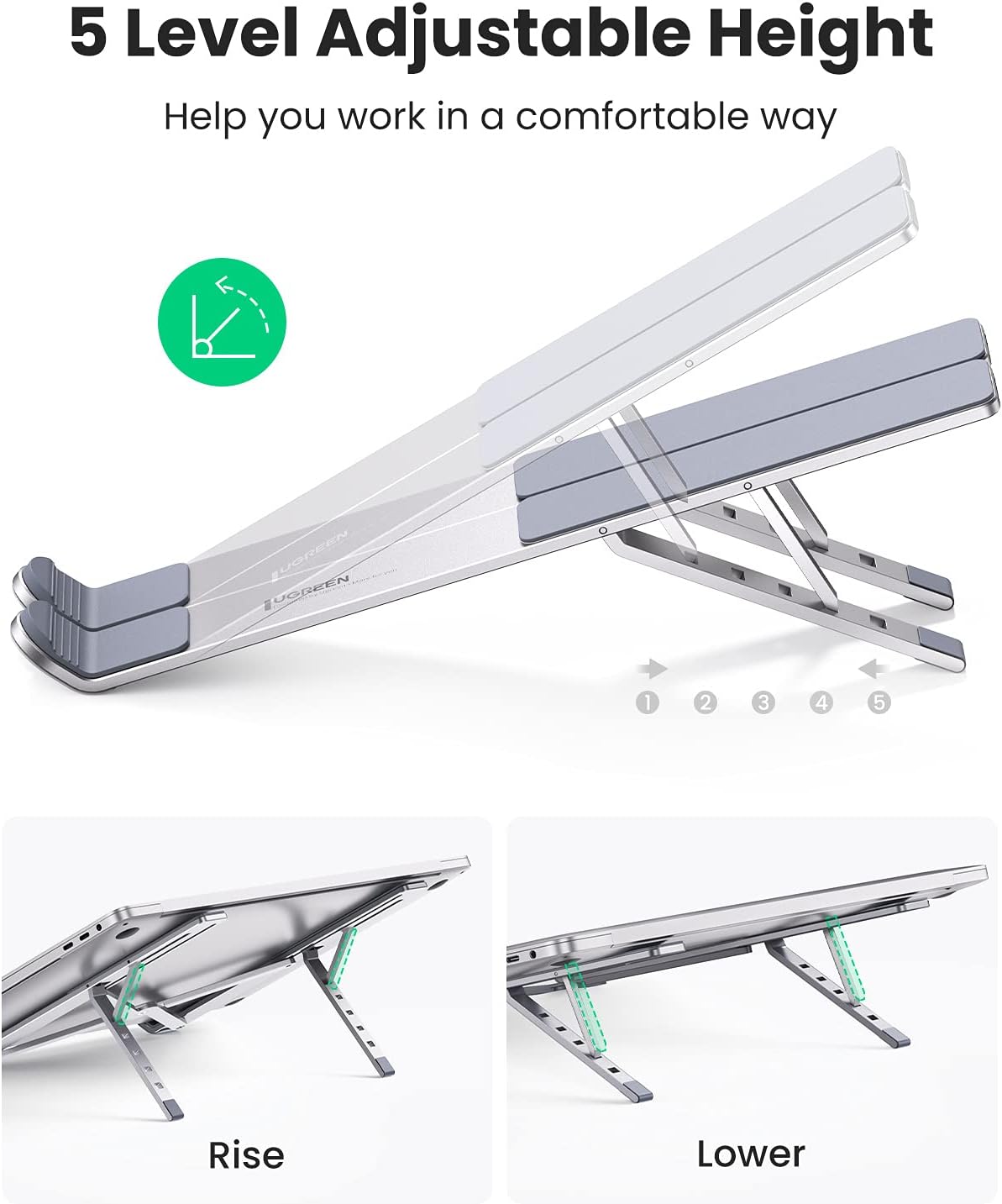 Buy UGREEN 40289 Portable Aluminium Laptop Stand – Adjustable, Foldable Riser Online in Pakistan - UGREEN PK