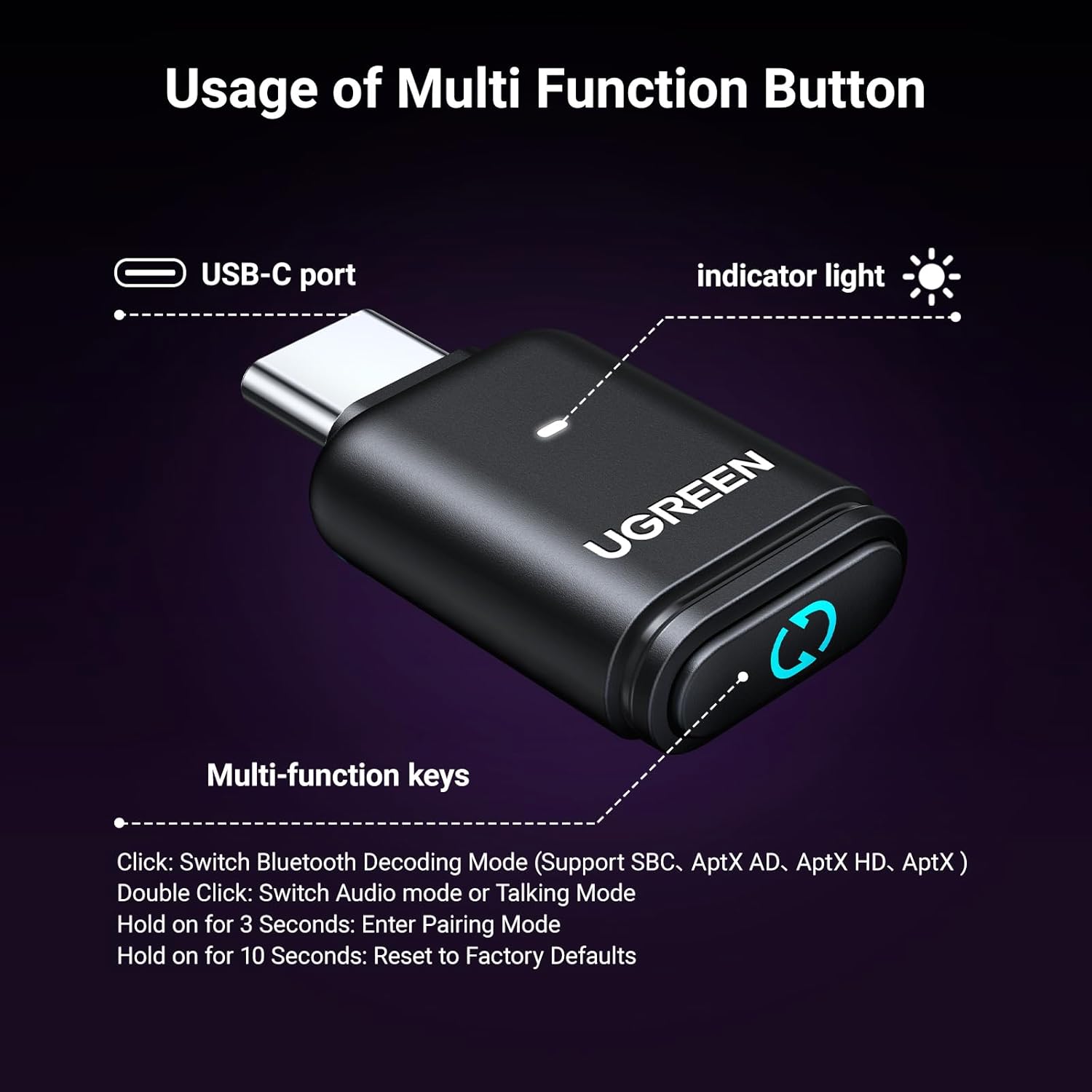 Buy UGREEN 45008 Bluetooth 5.3 Adapter for PS5 and PC APTX Low Latency Online in Pakistan - UGREEN PK
