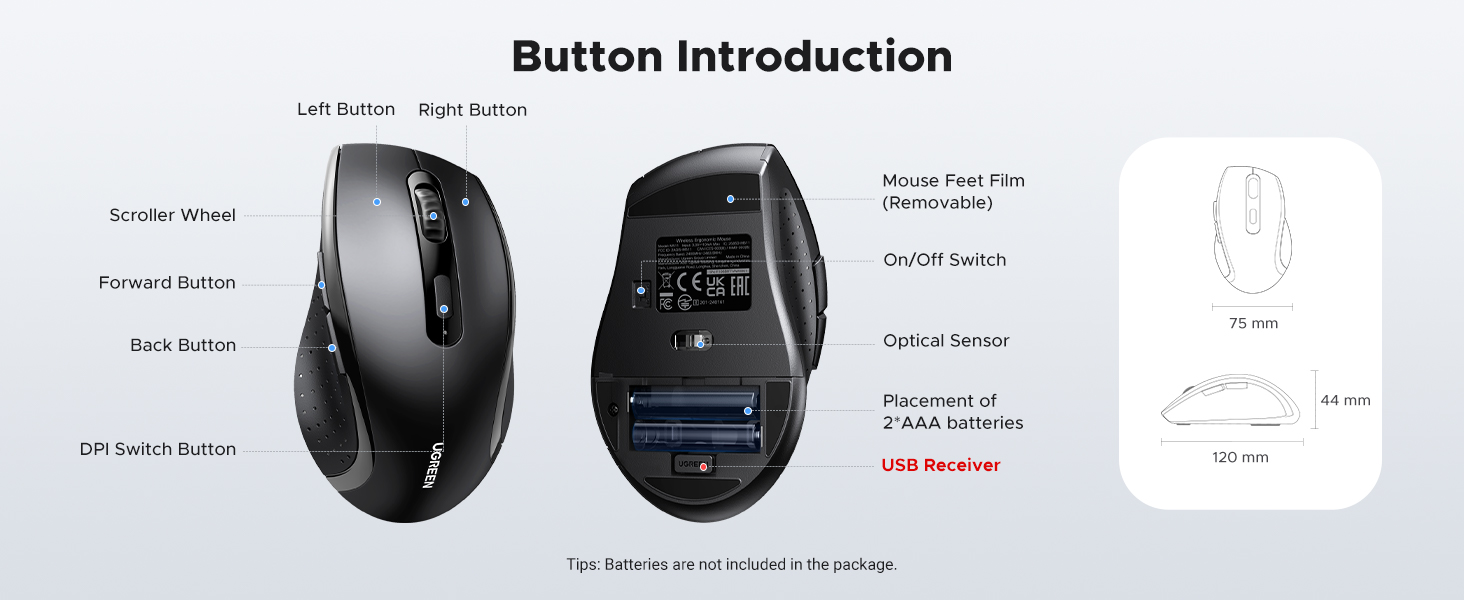 UGREEN 45012 2.4G Wireless Mouse 1600 DPI Ergonomic Design (Black) Buy UGREEN 45012 2.4G Wireless Mouse 1600 DPI Ergonomic Design (Black) Online in Pakistan - UGREEN PK