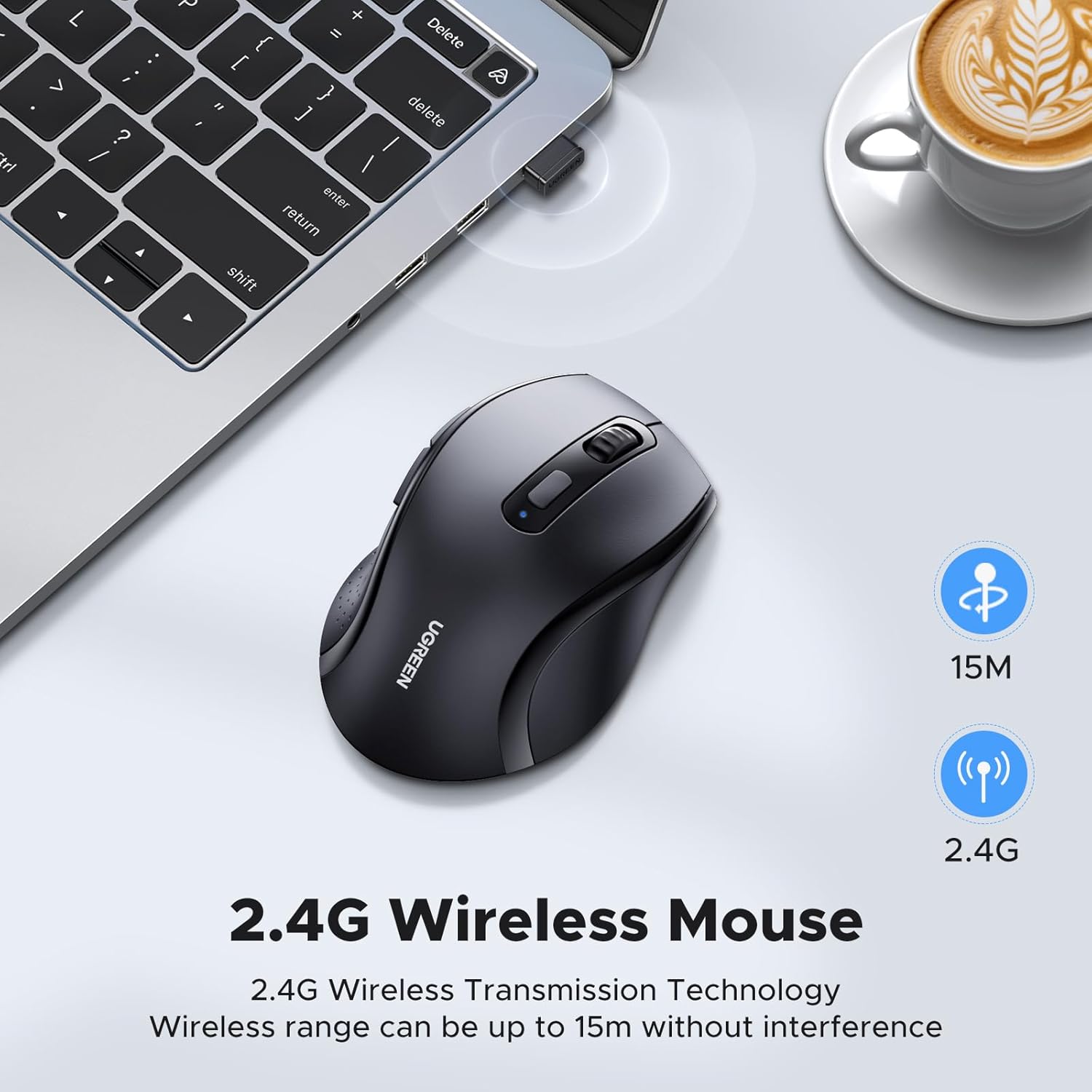 Buy UGREEN 45012 2.4G Wireless Mouse 1600 DPI Ergonomic Design (Black) Online in Pakistan - UGREEN PK