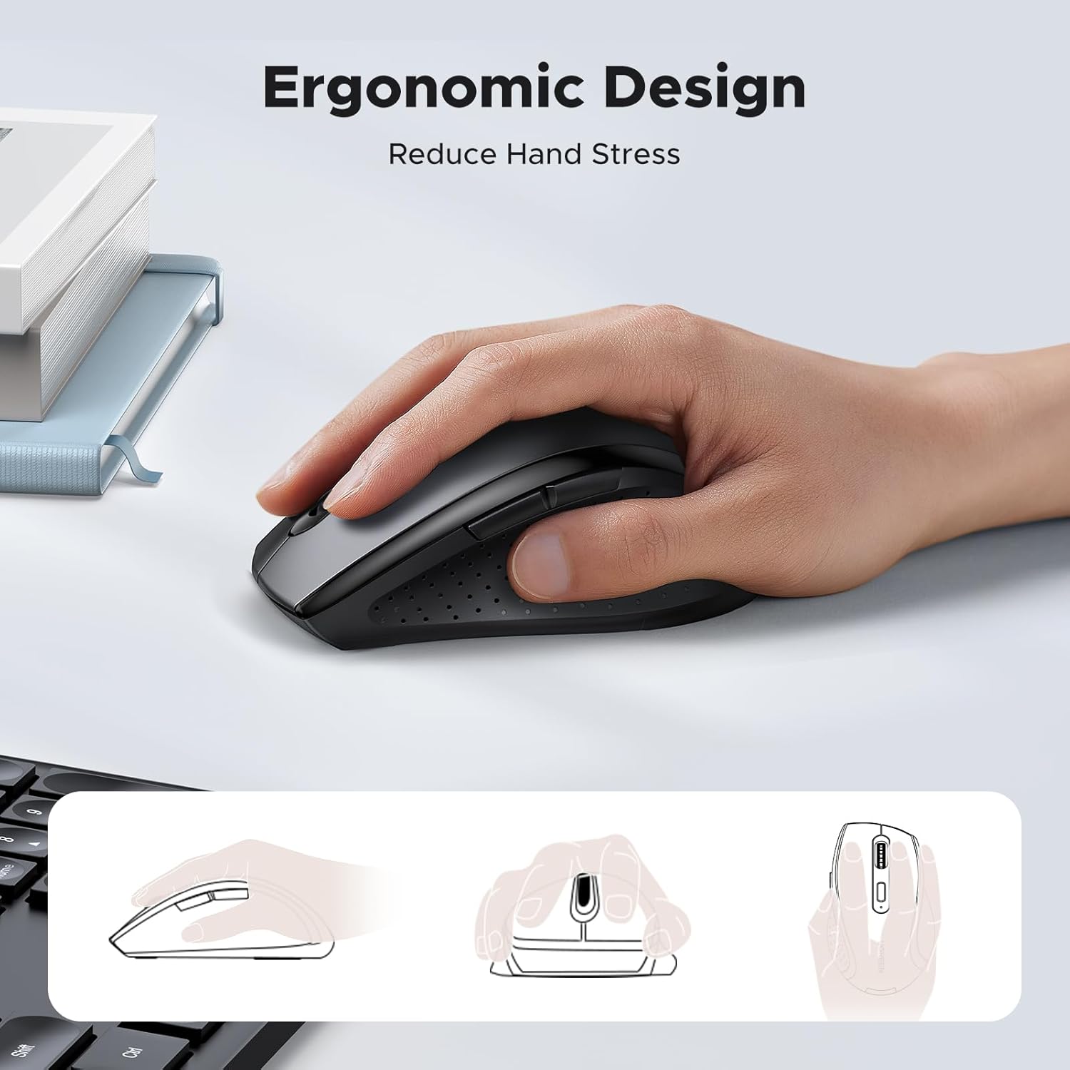 Buy UGREEN 45012 2.4G Wireless Mouse 1600 DPI Ergonomic Design (Black) Online in Pakistan - UGREEN PK