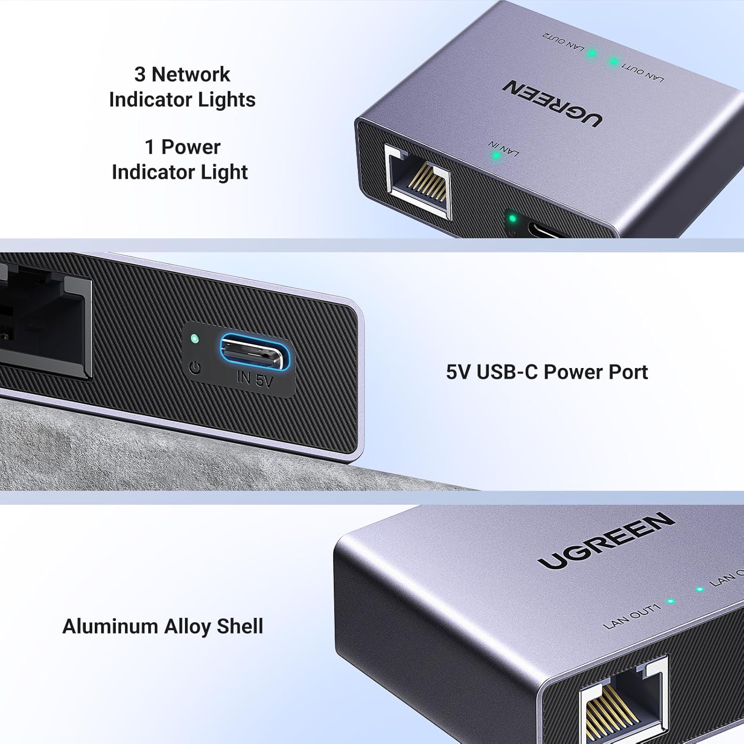 Buy UGREEN 45311 Ethernet Splitter 1 to 2 Gigabit Network Switch Plug & Play Online in Pakistan - UGREEN PK
