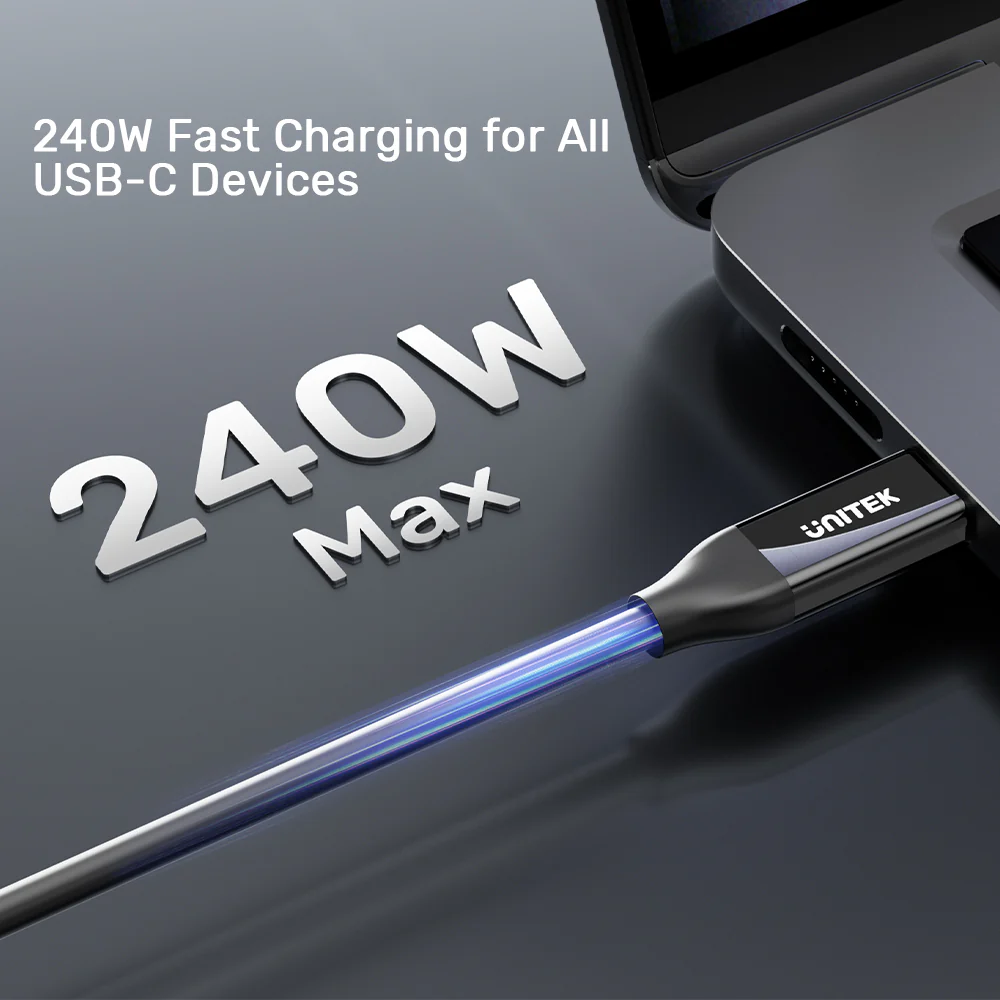Buy UNITEK C14100ABK01-2M USB4 Certified Thunderbolt 3/4 Cable (2 Meter) 240W, 40Gbps, 8K@60Hz Online in Pakistan - UGREEN PK