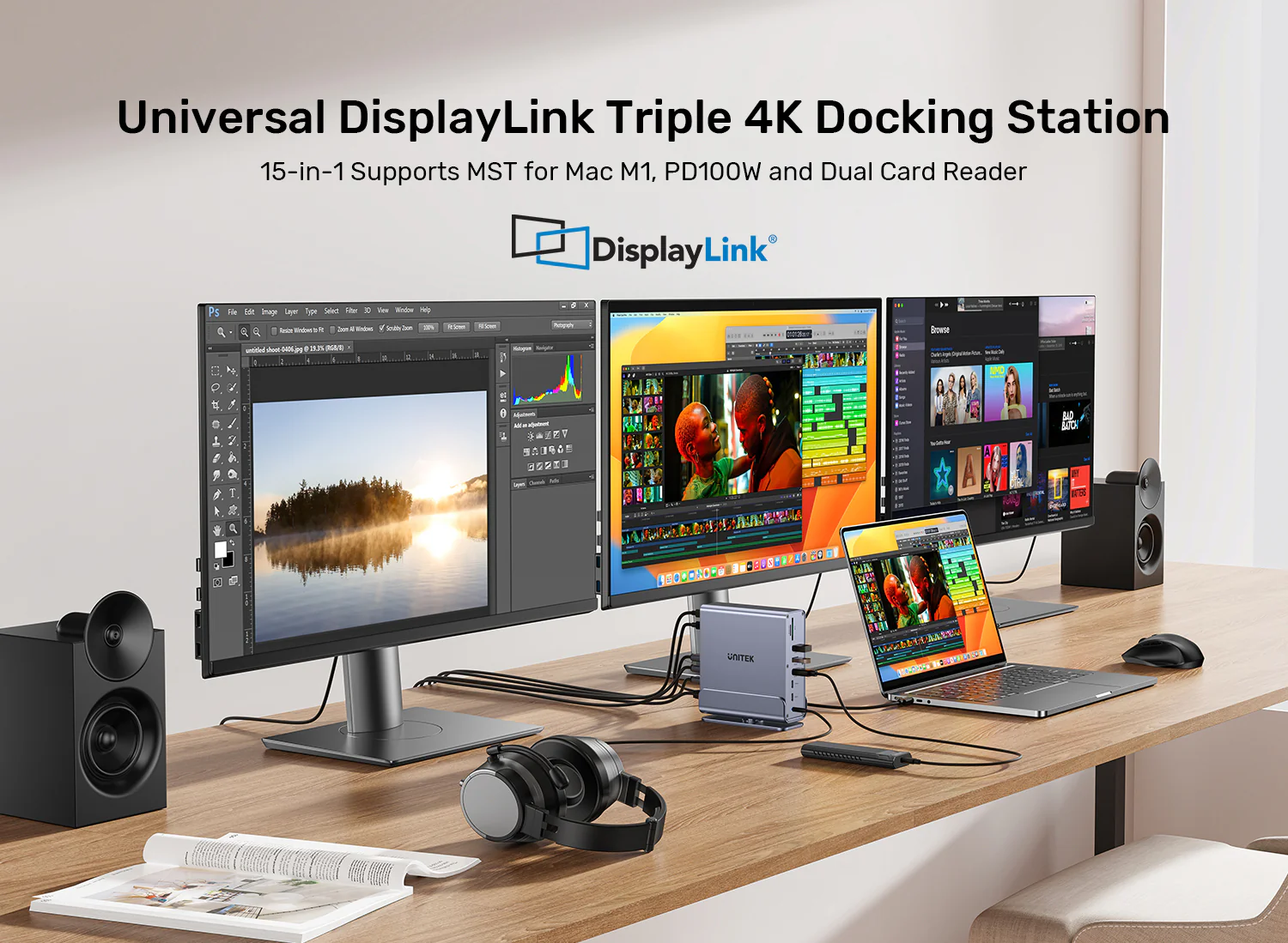 UNITEK 15-in-1 Universal DisplayLink Triple 4K@60Hz Docking Station, Aluminum, 360° Rotation Buy UNITEK 15-in-1 Universal DisplayLink Triple 4K@60Hz Docking Station, Aluminum, 360° Rotation Online in Pakistan - UGREEN PK