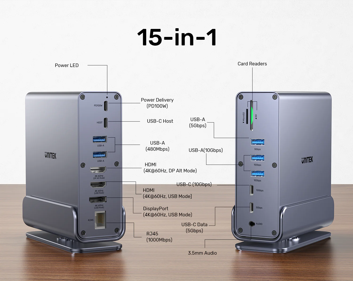 UNITEK 15-in-1 Universal DisplayLink Triple 4K@60Hz Docking Station, Aluminum, 360° Rotation Buy UNITEK 15-in-1 Universal DisplayLink Triple 4K@60Hz Docking Station, Aluminum, 360° Rotation Online in Pakistan - UGREEN PK