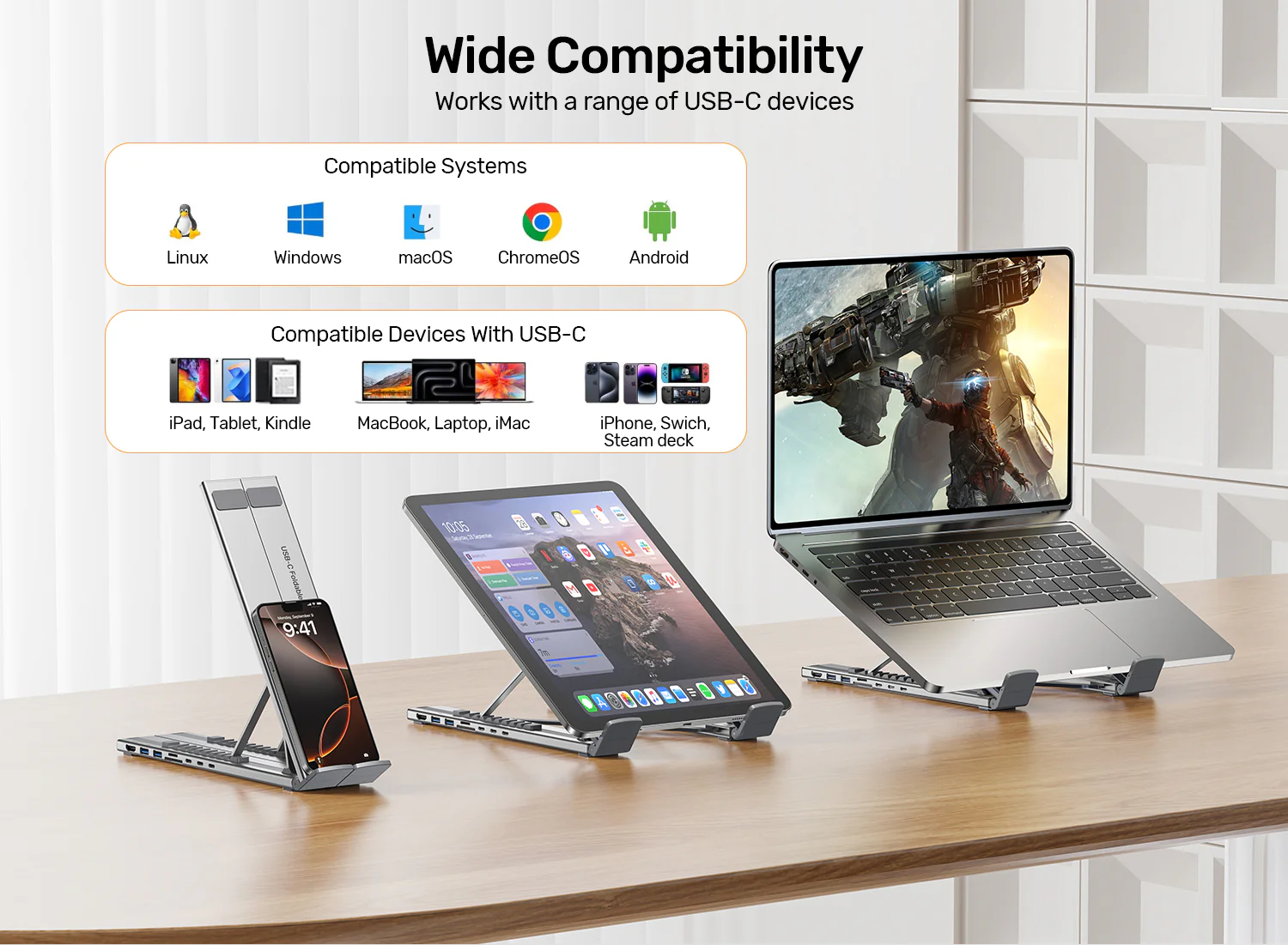 UNITEK Foldable Laptop Stand with 7-in-1 Docking Station Aluminum USB-C Stand for MacBook, Laptop, Tablet Buy UNITEK Foldable Laptop Stand with 7-in-1 Docking Station Aluminum USB-C Stand for MacBook, Laptop, Tablet Online in Pakistan - UGREEN PK