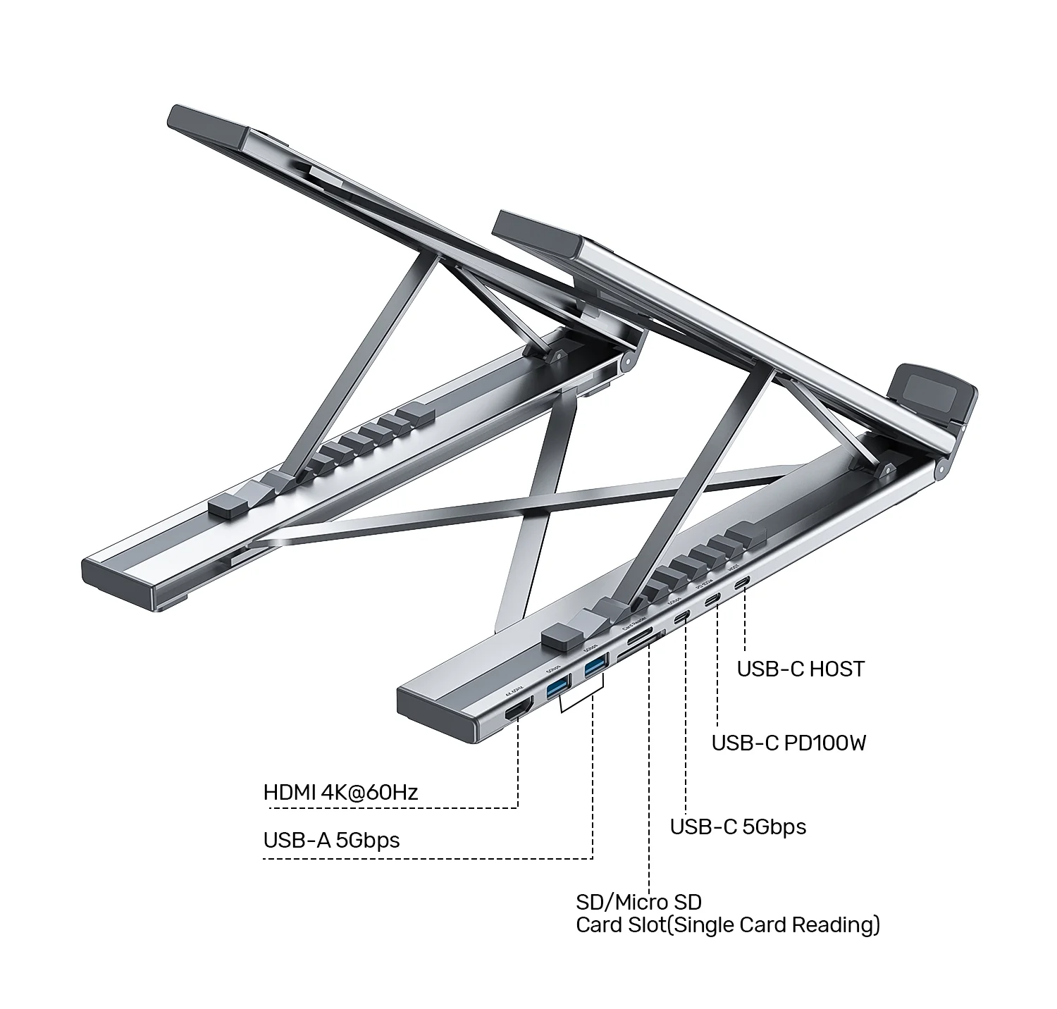 Buy UNITEK Foldable Laptop Stand with 7-in-1 Docking Station Aluminum USB-C Stand for MacBook, Laptop, Tablet Online in Pakistan - UGREEN PK