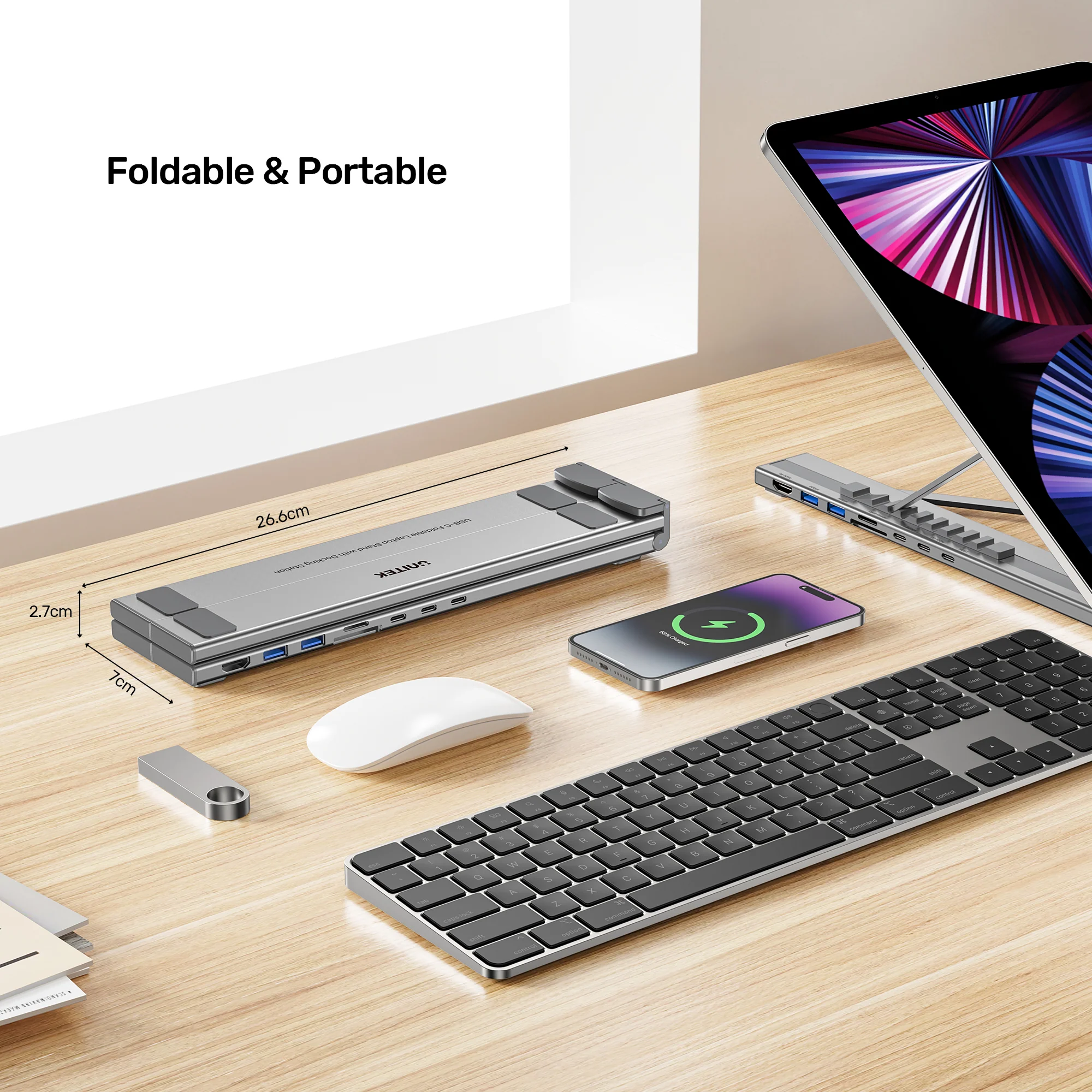 Buy UNITEK Foldable Laptop Stand with 7-in-1 Docking Station Aluminum USB-C Stand for MacBook, Laptop, Tablet Online in Pakistan - UGREEN PK