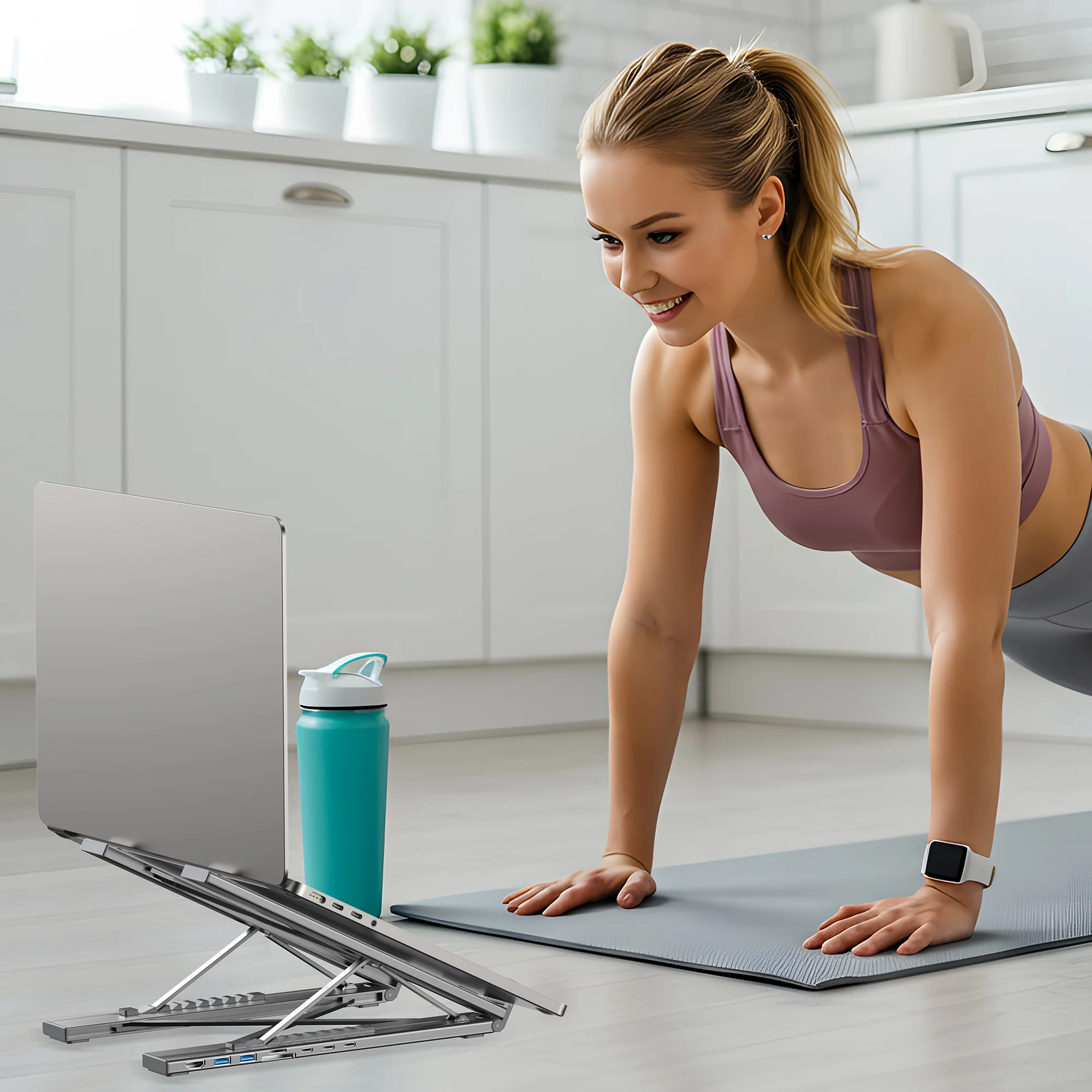 Buy UNITEK Foldable Laptop Stand with 7-in-1 Docking Station Aluminum USB-C Stand for MacBook, Laptop, Tablet Online in Pakistan - UGREEN PK