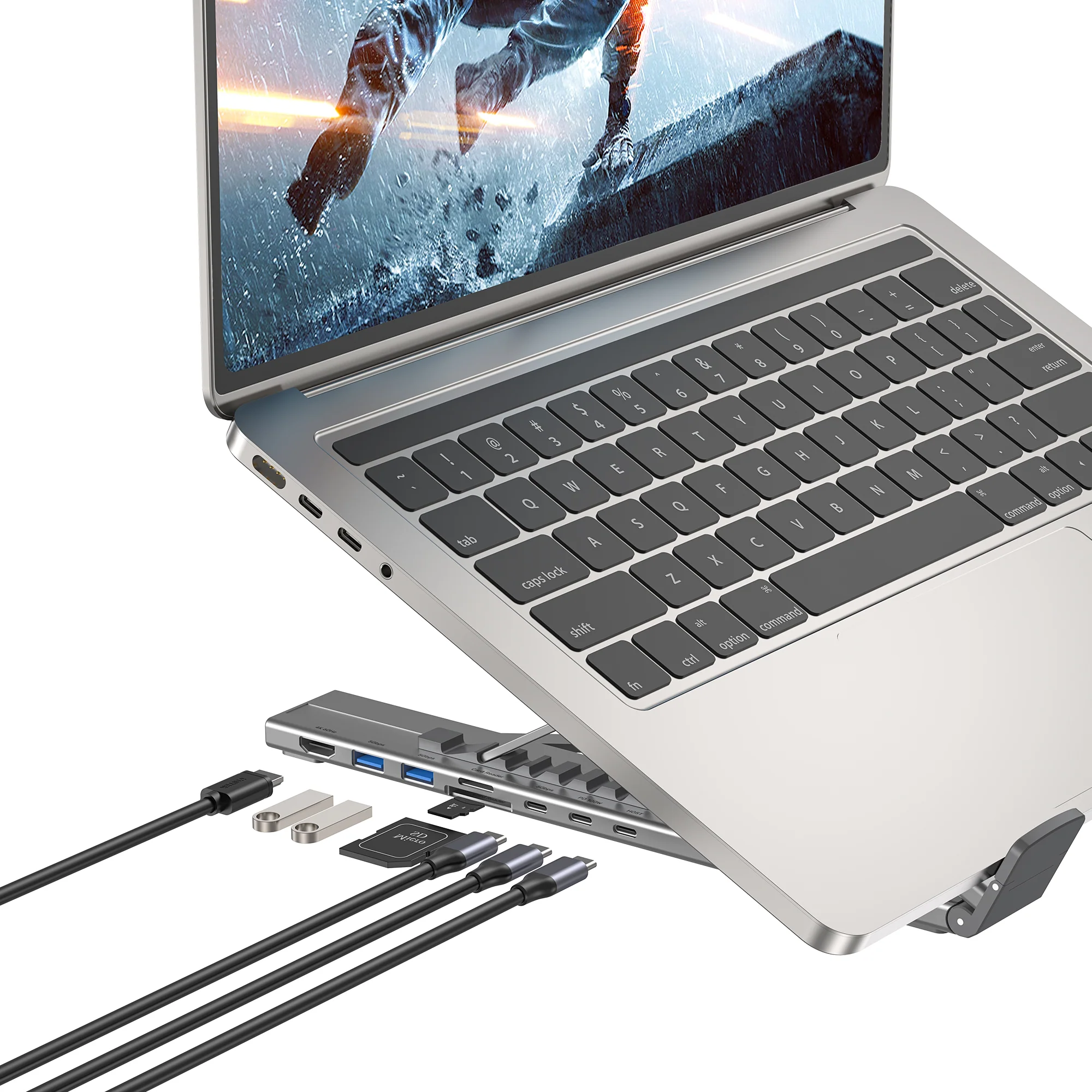 Buy UNITEK Foldable Laptop Stand with 7-in-1 Docking Station Aluminum USB-C Stand for MacBook, Laptop, Tablet Online in Pakistan - UGREEN PK