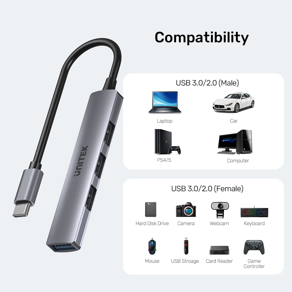 Buy UNITEK uHUB Q4 USB-C Hub 4-in-1 USB-A Adapter (5Gbps + 3x USB 2.0) Online in Pakistan - UGREEN PK