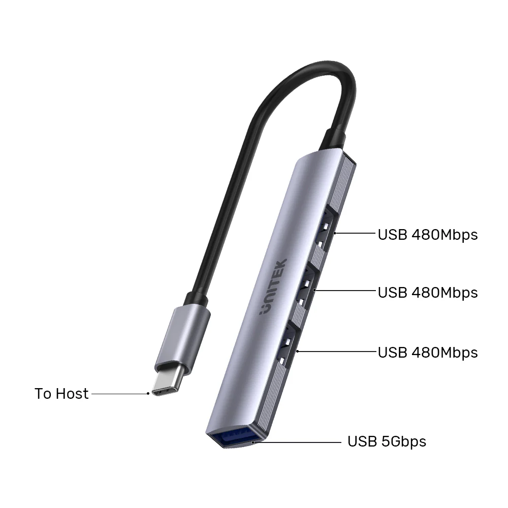 Buy UNITEK uHUB Q4 USB-C Hub 4-in-1 USB-A Adapter (5Gbps + 3x USB 2.0) Online in Pakistan - UGREEN PK