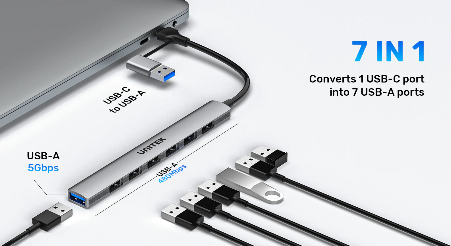 UNITEK uHUB S7 7-in-1 USB Hub 5Gbps Aluminum USB-C & USB-A Expander Buy UNITEK uHUB S7 7-in-1 USB Hub 5Gbps Aluminum USB-C & USB-A Expander Online in Pakistan - UGREEN PK