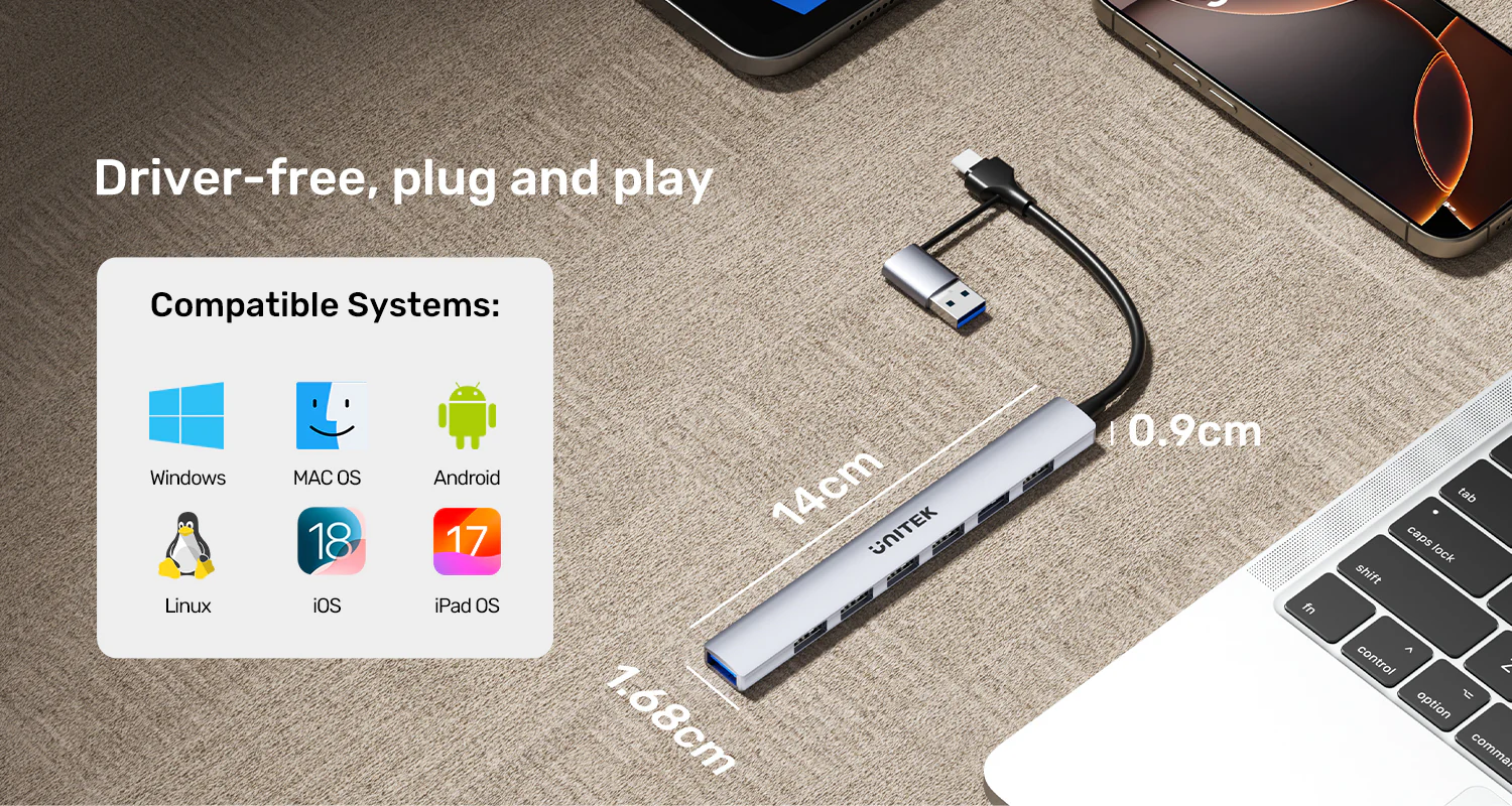 UNITEK uHUB S7 7-in-1 USB Hub 5Gbps Aluminum USB-C & USB-A Expander Buy UNITEK uHUB S7 7-in-1 USB Hub 5Gbps Aluminum USB-C & USB-A Expander Online in Pakistan - UGREEN PK