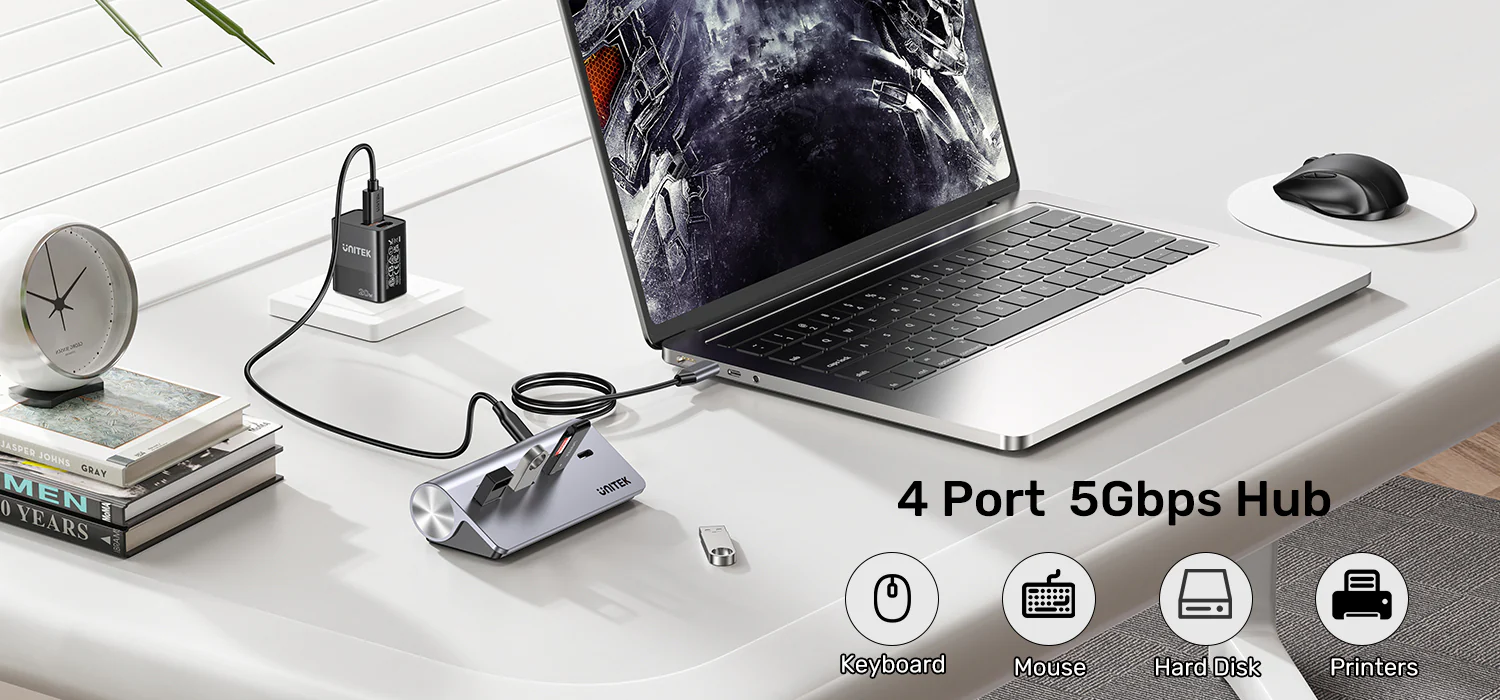 UNITEK uHUB Q4 4-in-1 USB-C Hub 5Gbps Dual USB-A & USB-C Aluminum Hub Buy UNITEK uHUB Q4 4-in-1 USB-C Hub 5Gbps Dual USB-A & USB-C Aluminum Hub Online in Pakistan - UGREEN PK