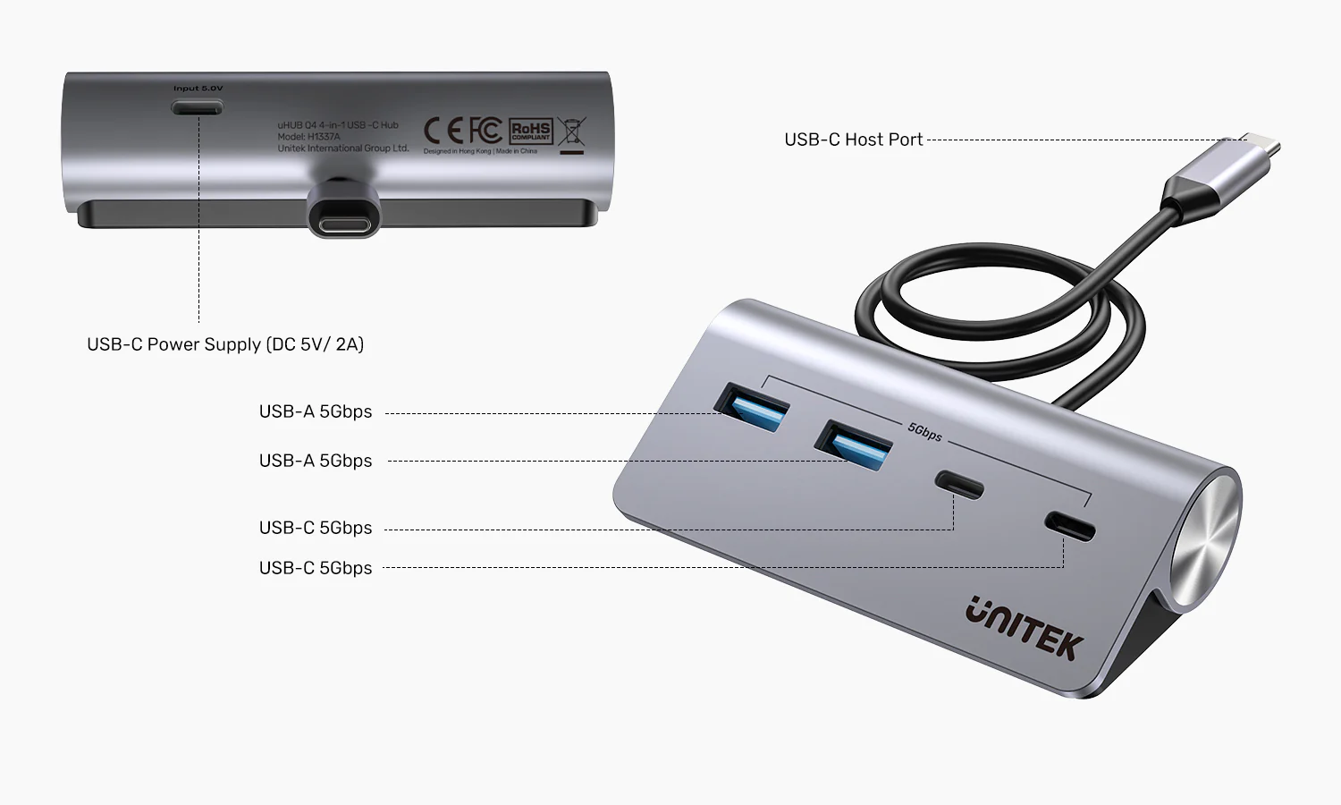 UNITEK uHUB Q4 4-in-1 USB-C Hub 5Gbps Dual USB-A & USB-C Aluminum Hub Buy UNITEK uHUB Q4 4-in-1 USB-C Hub 5Gbps Dual USB-A & USB-C Aluminum Hub Online in Pakistan - UGREEN PK