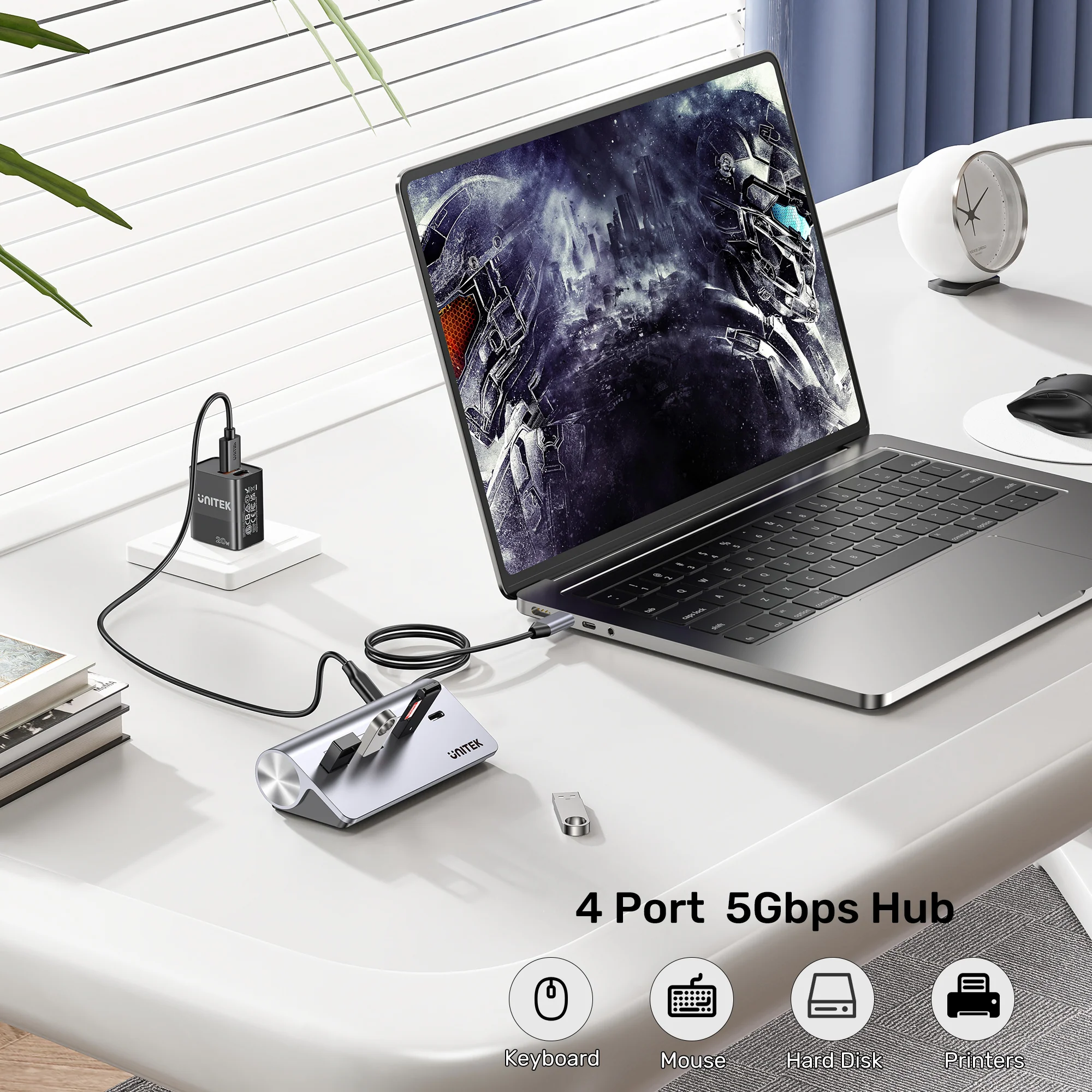 Buy UNITEK uHUB Q4 4-in-1 USB-C Hub 5Gbps Dual USB-A & USB-C Aluminum Hub Online in Pakistan - UGREEN PK