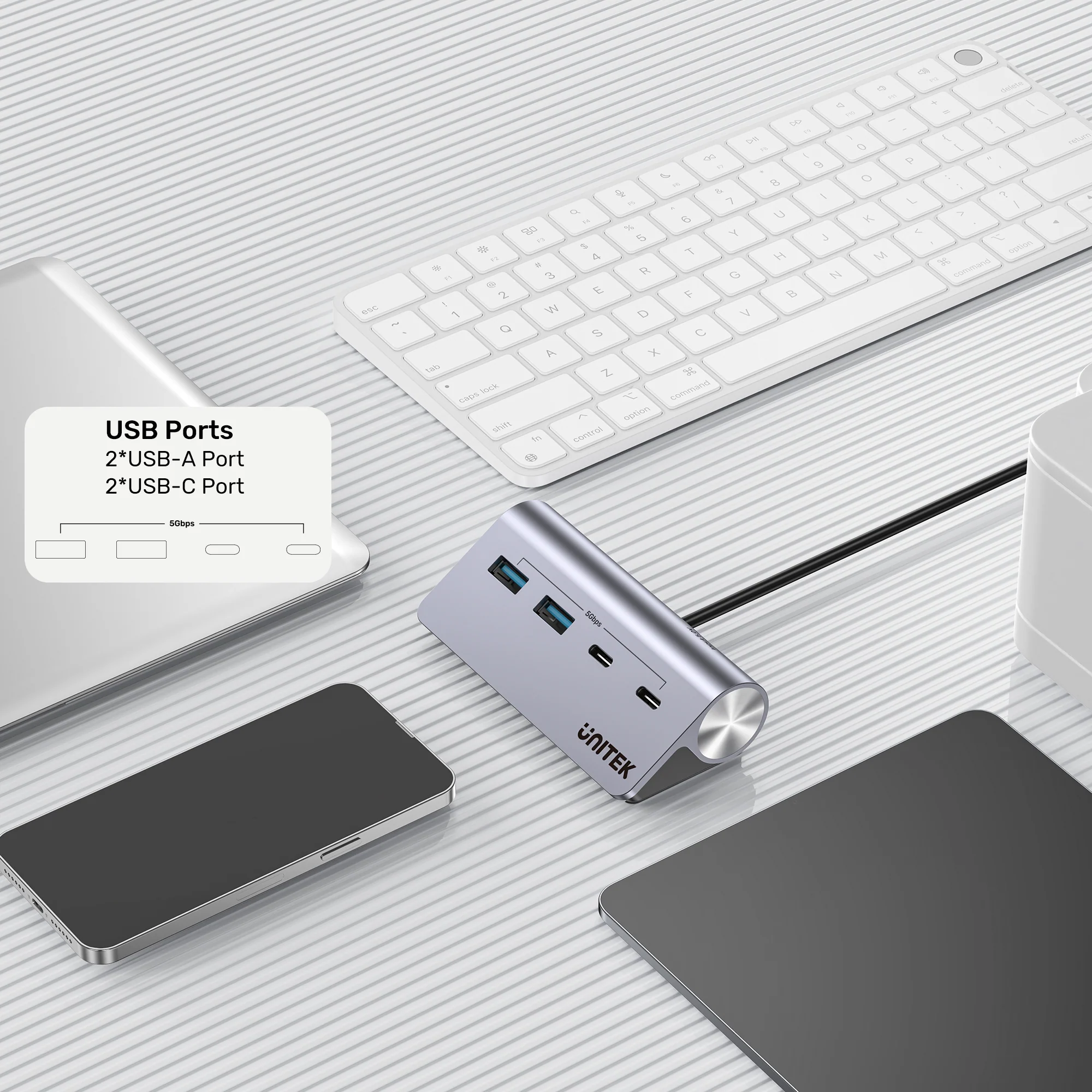 Buy UNITEK uHUB Q4 4-in-1 USB-C Hub 5Gbps Dual USB-A & USB-C Aluminum Hub Online in Pakistan - UGREEN PK