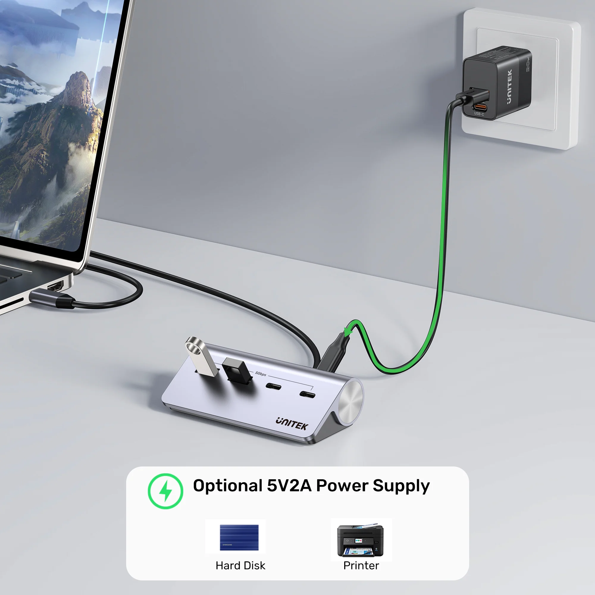 Buy UNITEK uHUB Q4 4-in-1 USB-C Hub 5Gbps Dual USB-A & USB-C Aluminum Hub Online in Pakistan - UGREEN PK