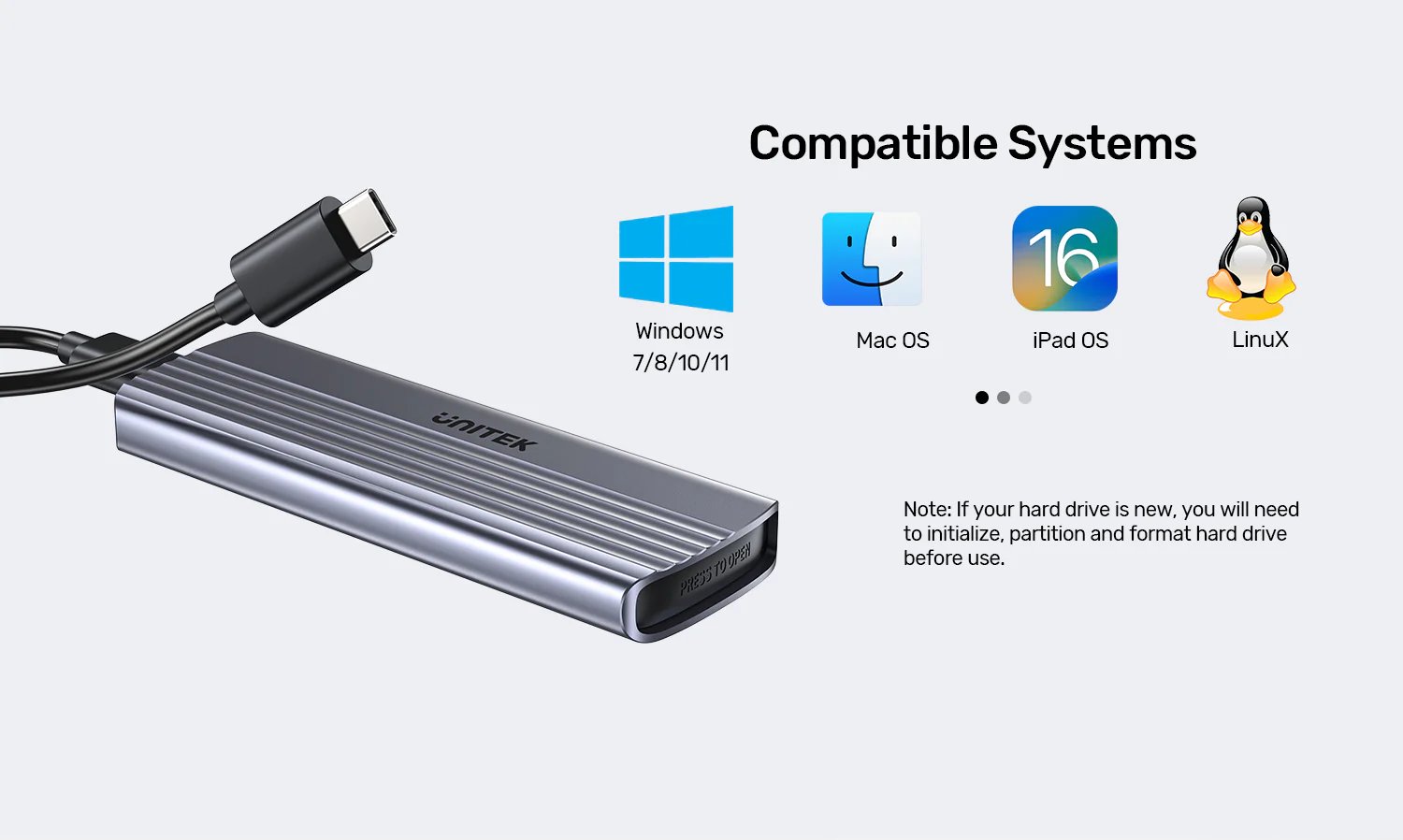 UNITEK M.2 NVMe SSD Enclosure USB-C 10Gbps, Aluminum Cooling Buy UNITEK M.2 NVMe SSD Enclosure USB-C 10Gbps, Aluminum Cooling Online in Pakistan - UGREEN PK